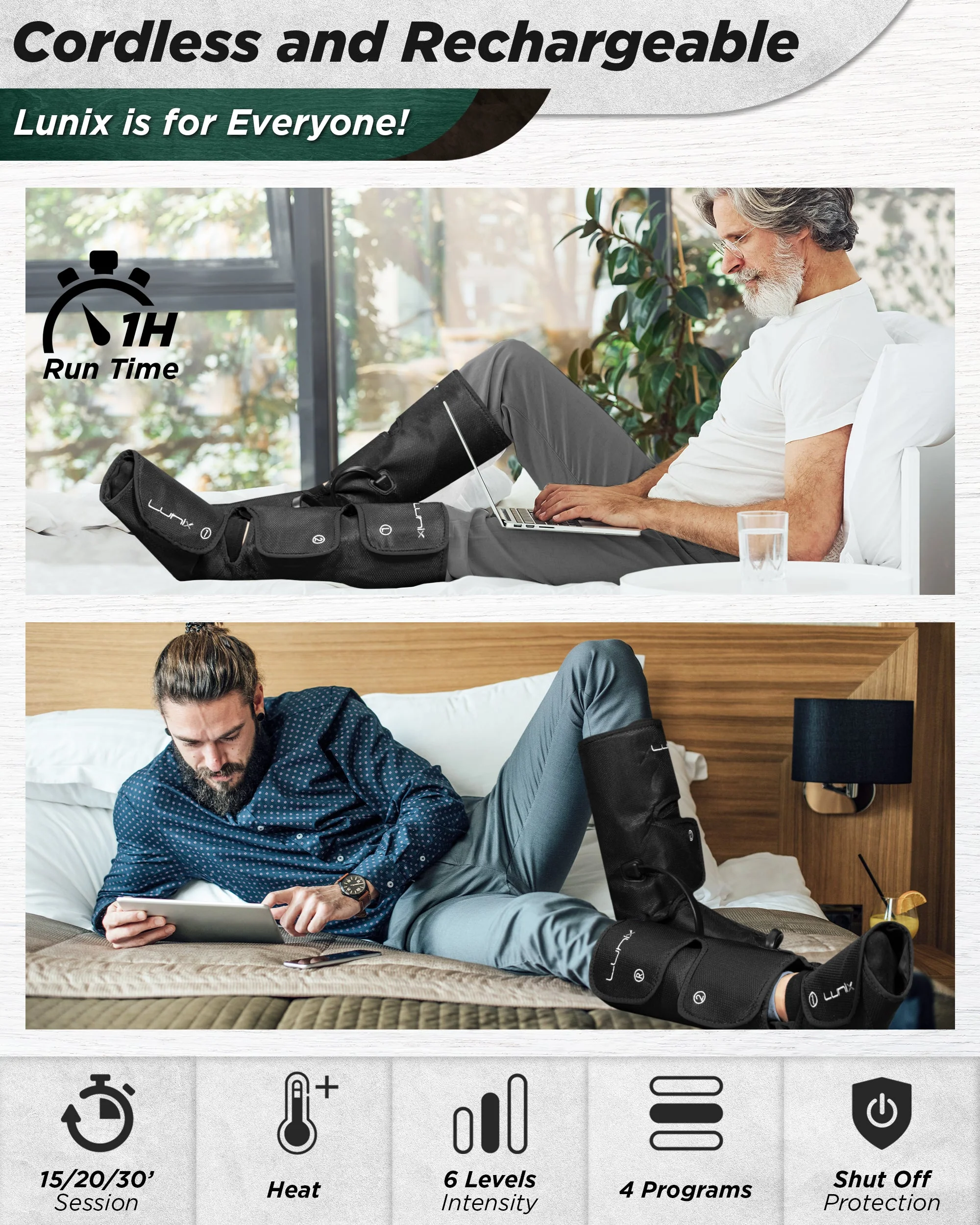 Lunix - LX1 FOOT AND CALF COMPRESSION MASSAGER BLACK - Image 4