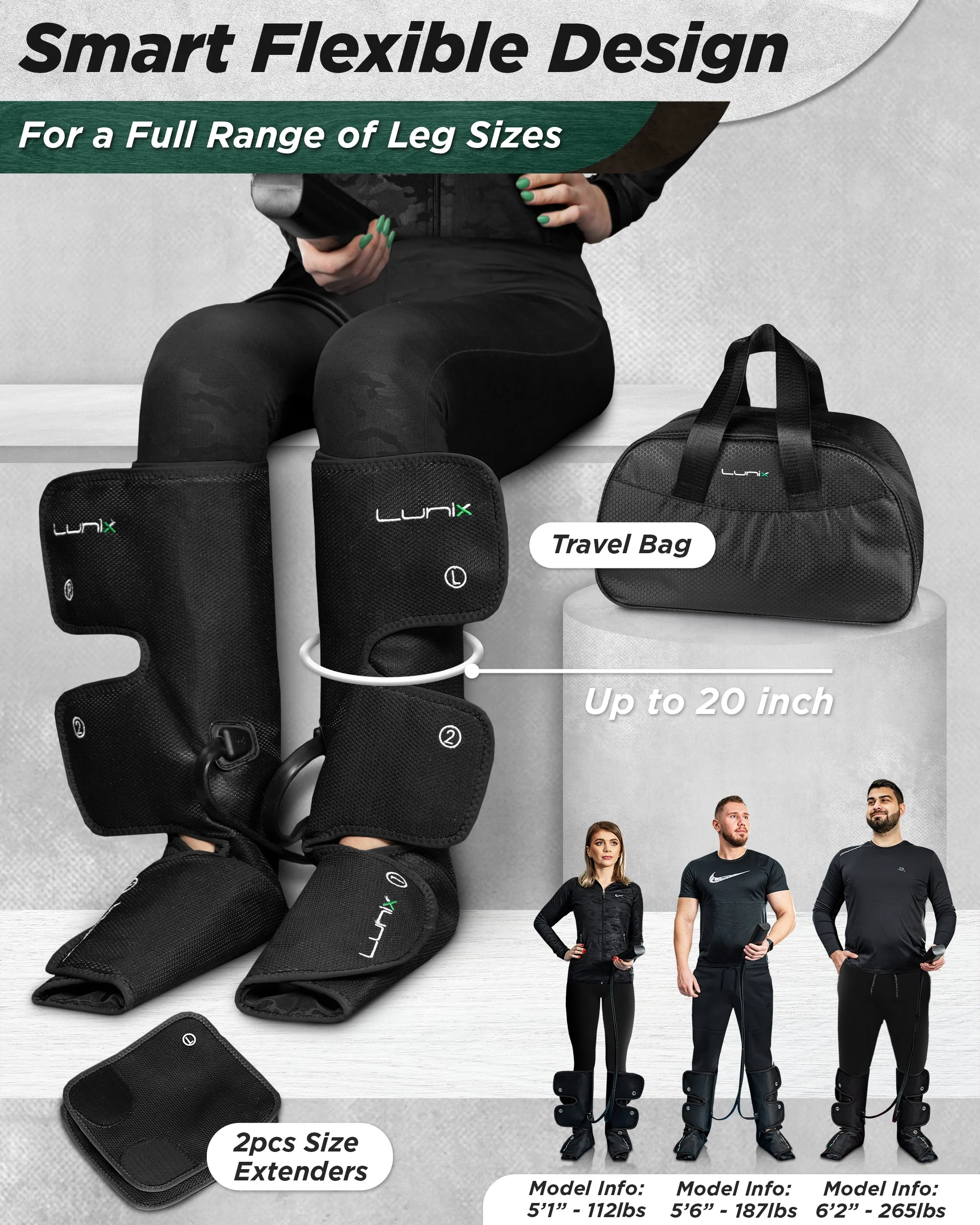 Lunix - LX1 FOOT AND CALF COMPRESSION MASSAGER BLACK - Image 6