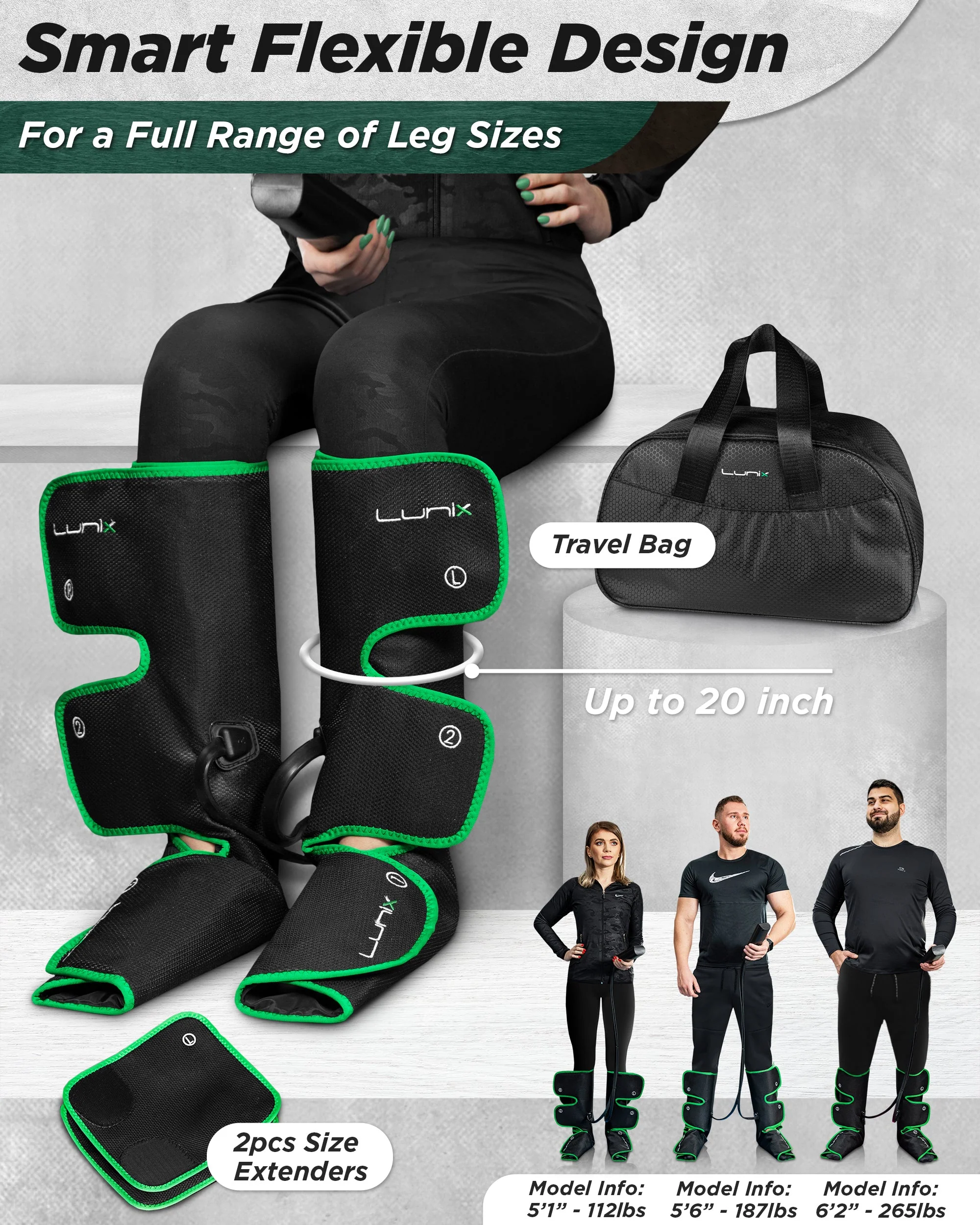 Lunix - LX1 FOOT AND CALF COMPRESSION MASSAGER GREEN - Image 3