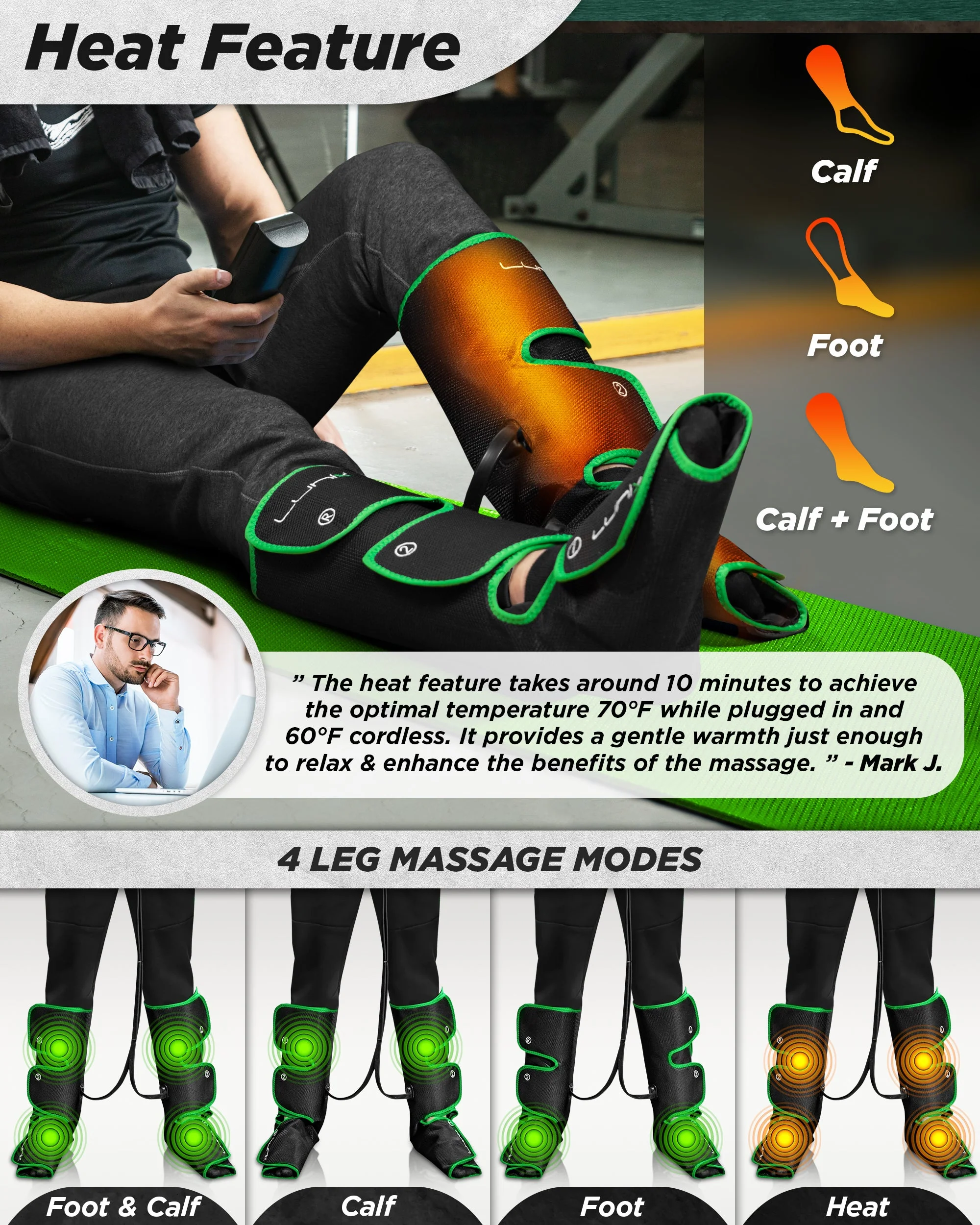 Lunix - LX1 FOOT AND CALF COMPRESSION MASSAGER GREEN - Image 6