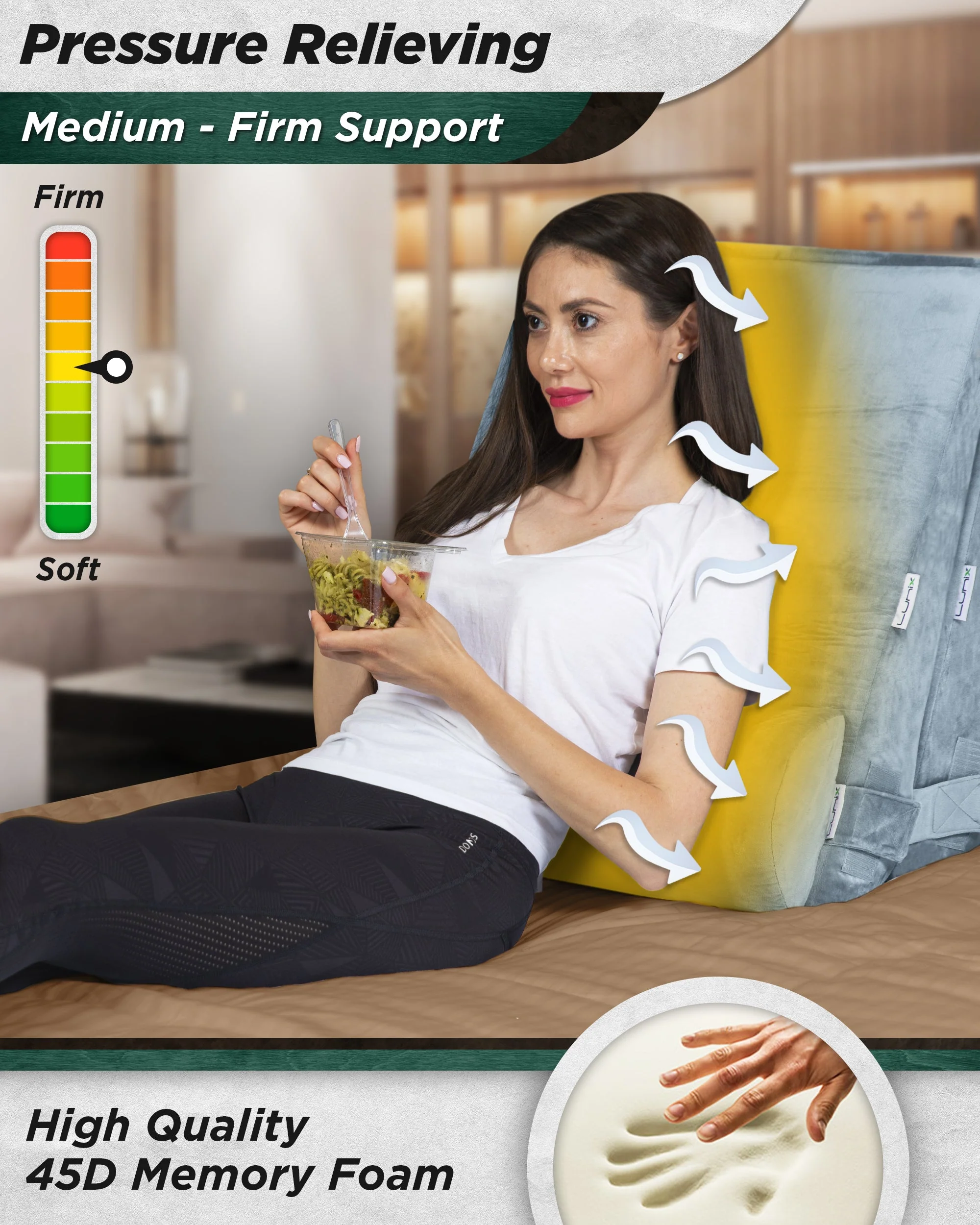 Lunix - LX11 5pcs Orthopedic Bed Wedge Pillow System, with Hot Cold Pack Gray - Image 4