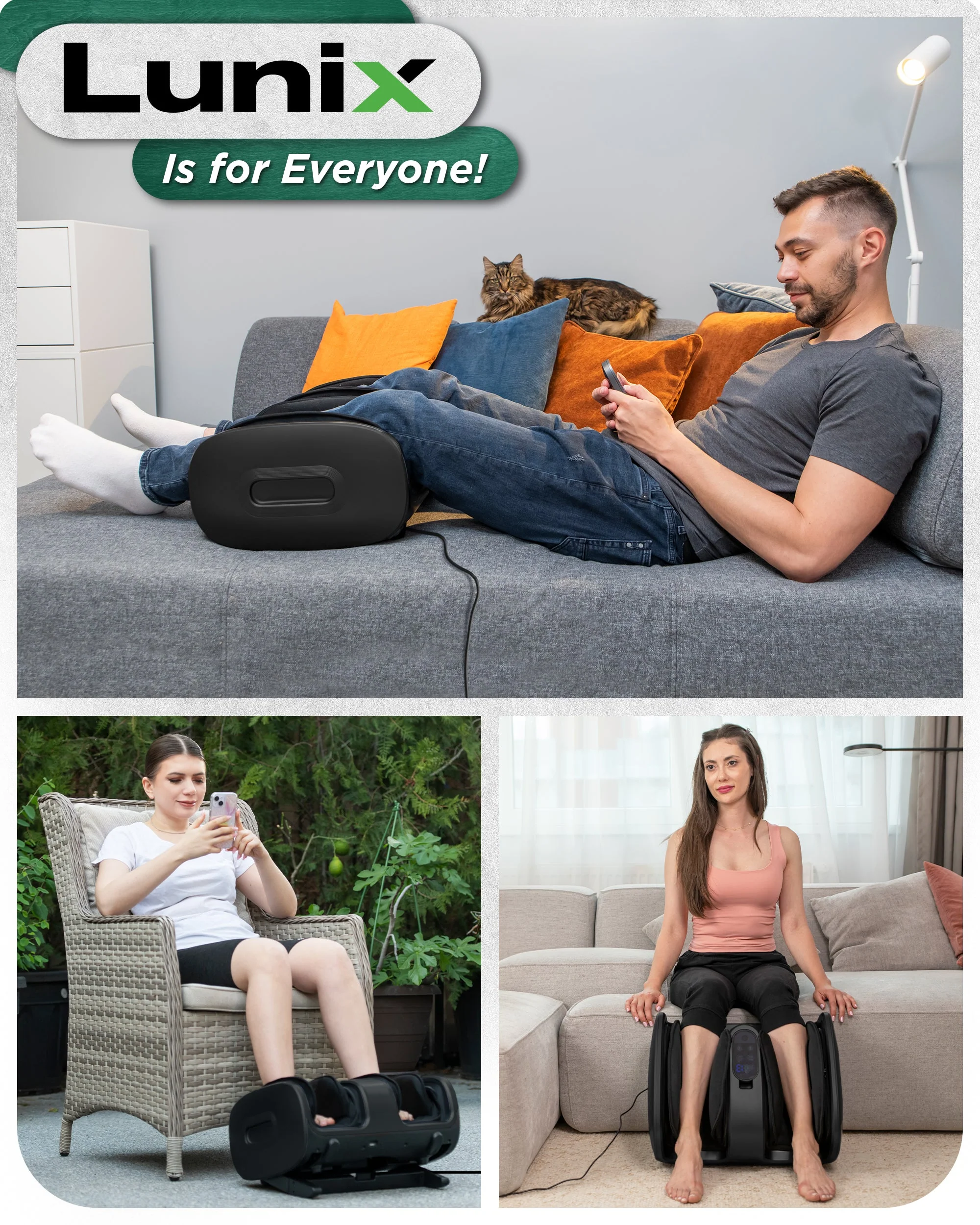 Lunix - LX21 Shiatsu Foot and Calf Massager with Remote - Black - Image 5