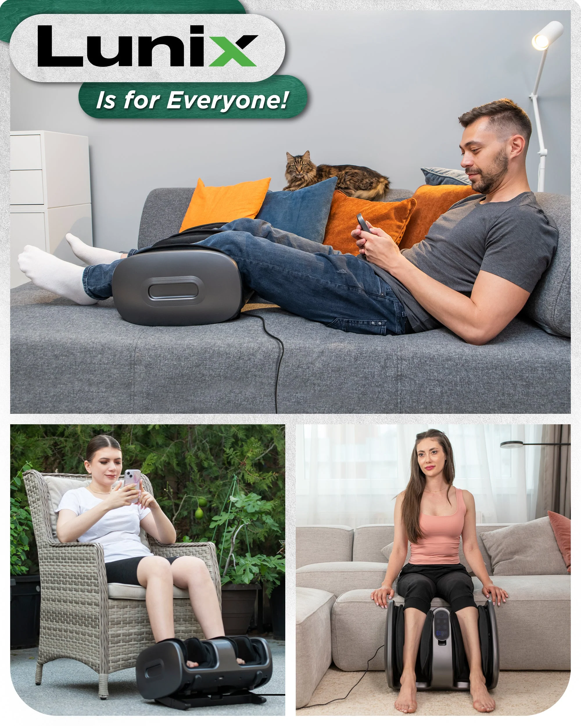 Lunix - LX21 Shiatsu Foot and Calf Massager with Remote - Gray - Image 5