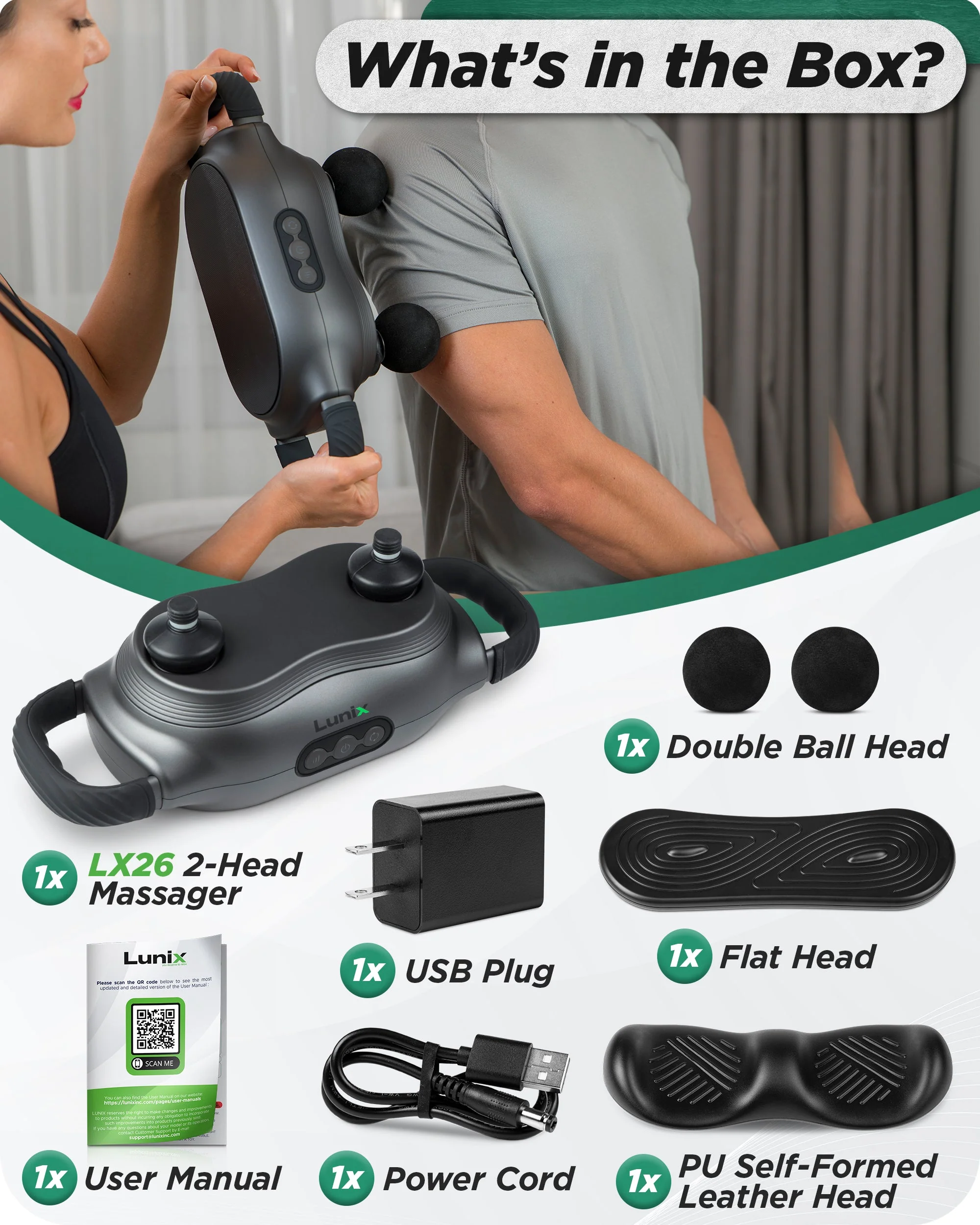 Lunix - LX26 DEEP TISSUE 2-HEAD MASSAGER - Image 7