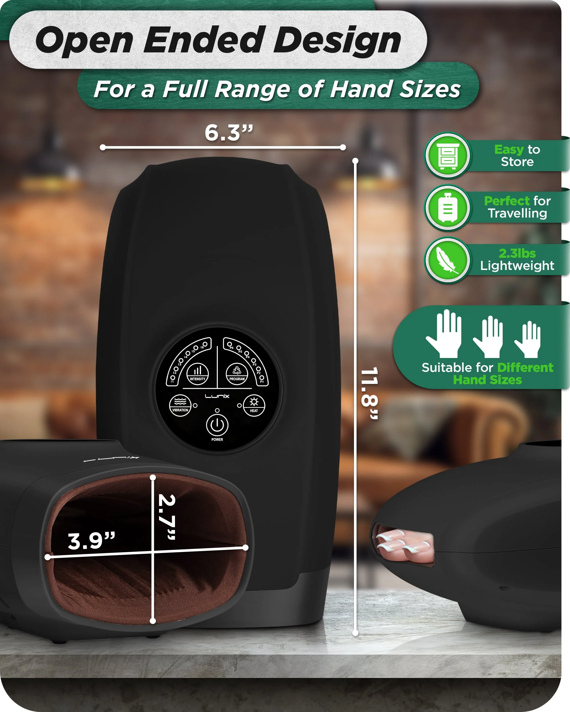 Lunix - LX3 Cordless Hand Massager Black - Image 4