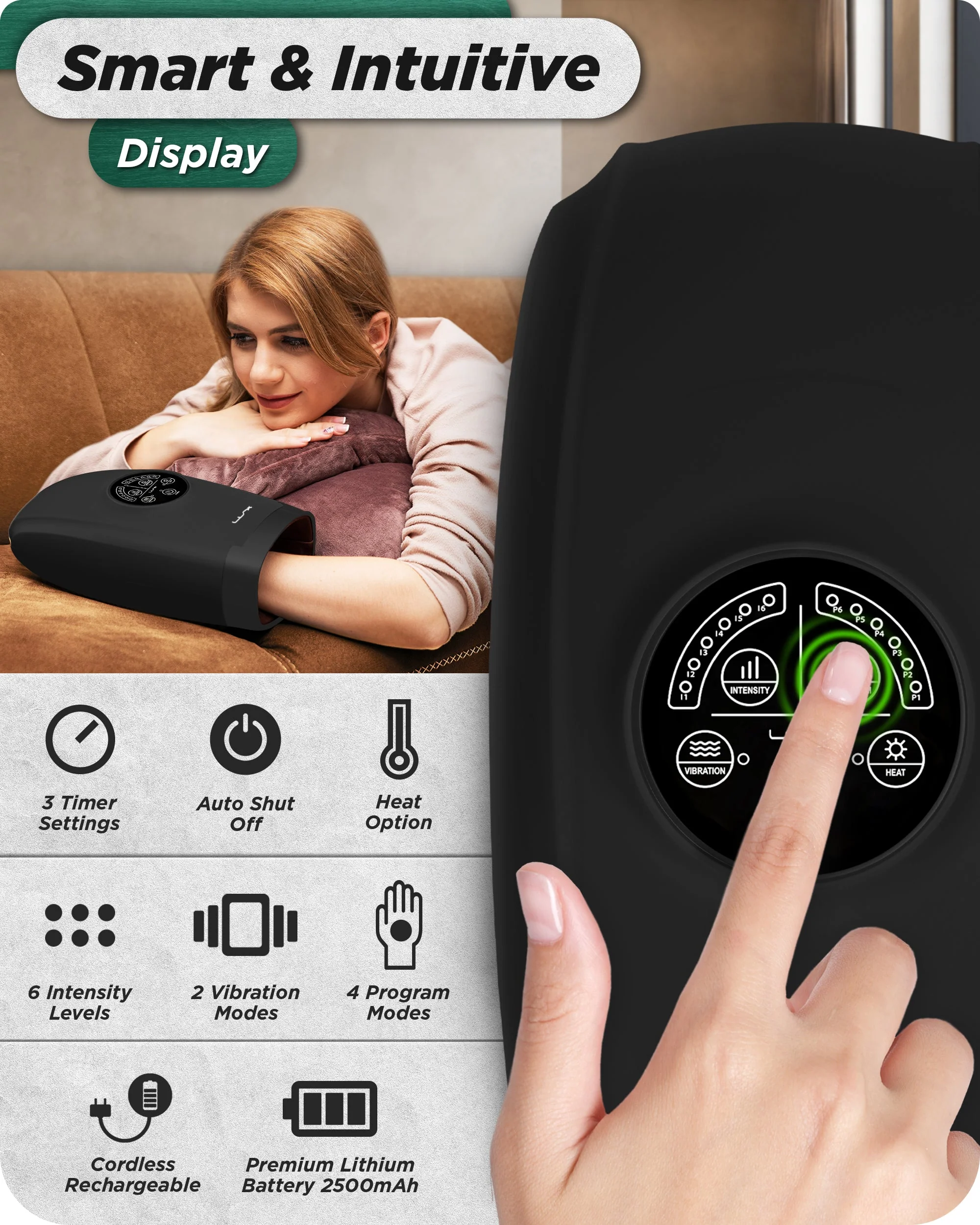 Lunix - LX3 Cordless Hand Massager Black - Image 7