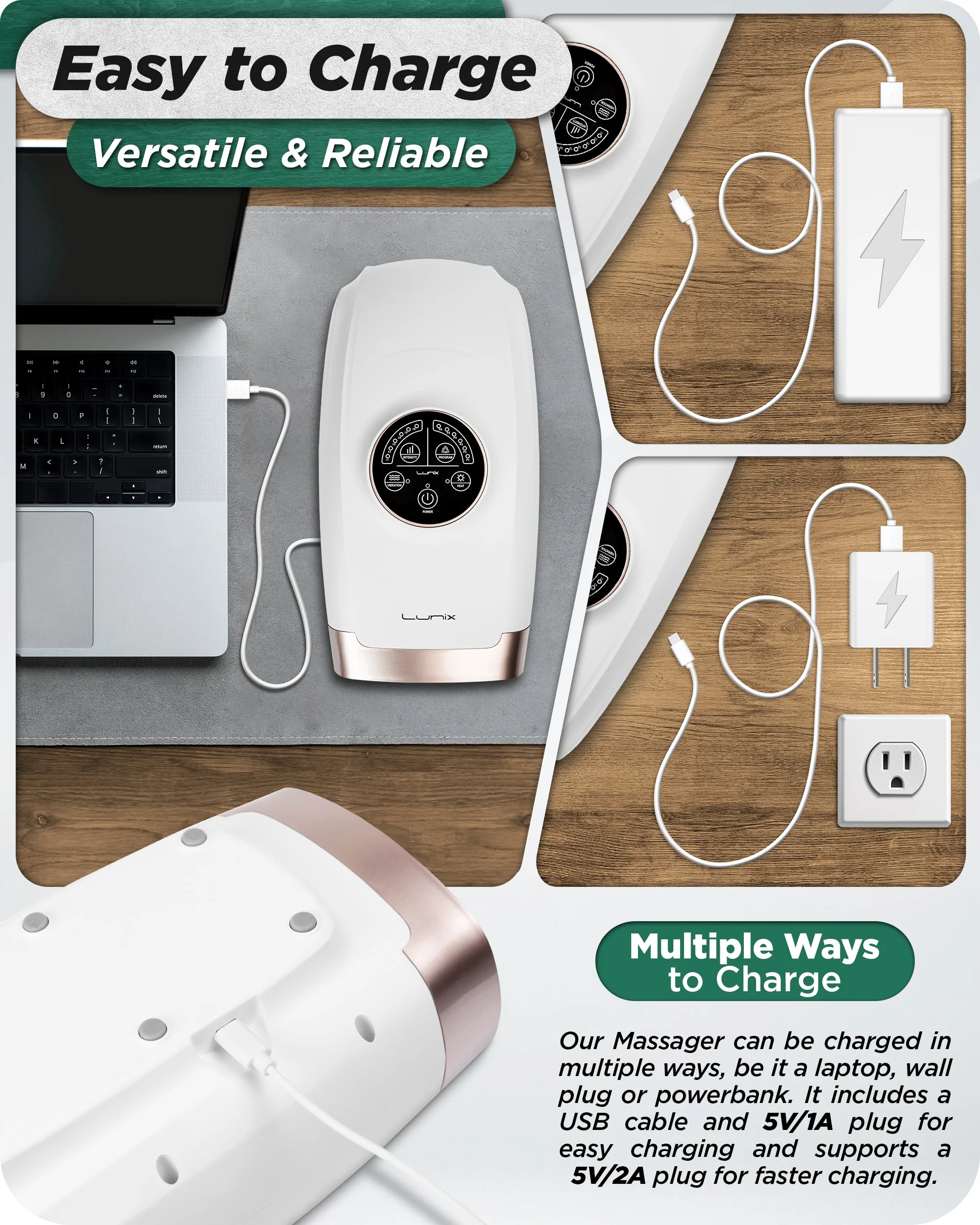 Lunix - LX3 Cordless Hand Massager White - Image 6