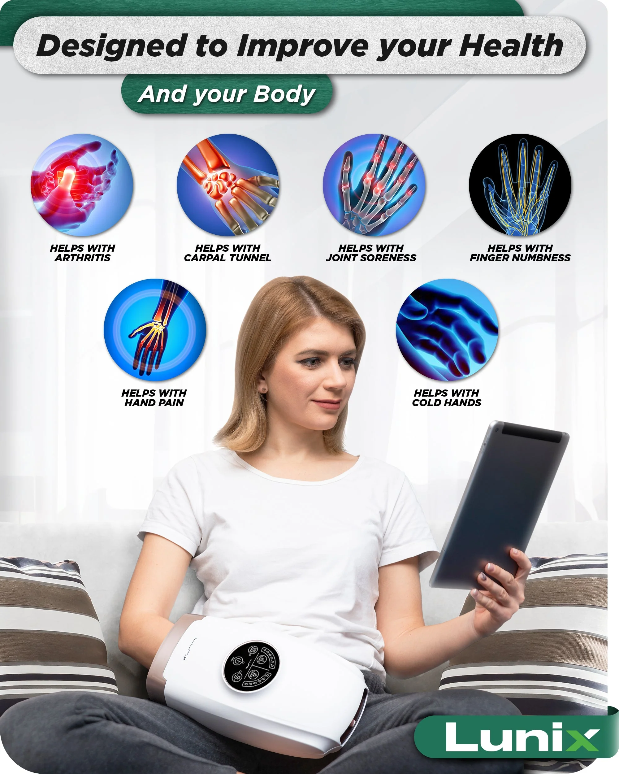 Lunix - LX3 Cordless Hand Massager White - Image 8