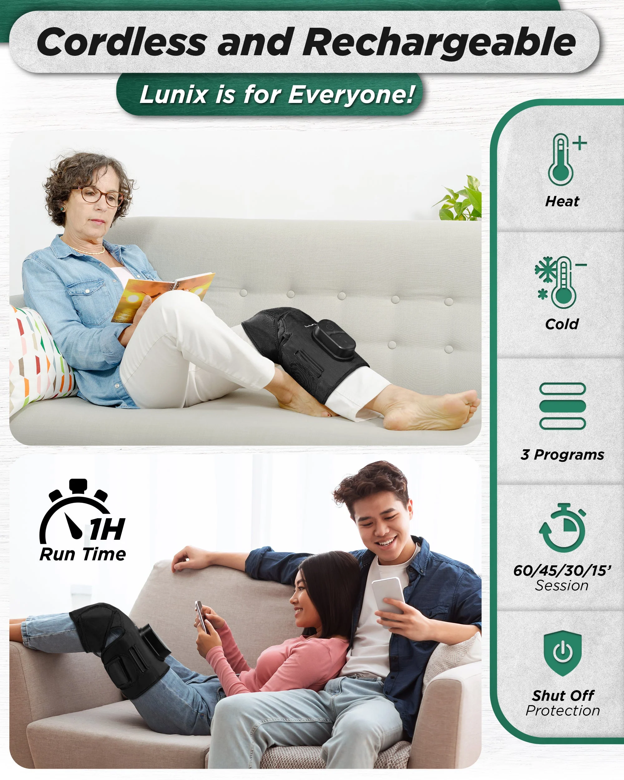 Lunix - LX4 KNEE COMPRESSION MASSAGER BLACK - Image 4