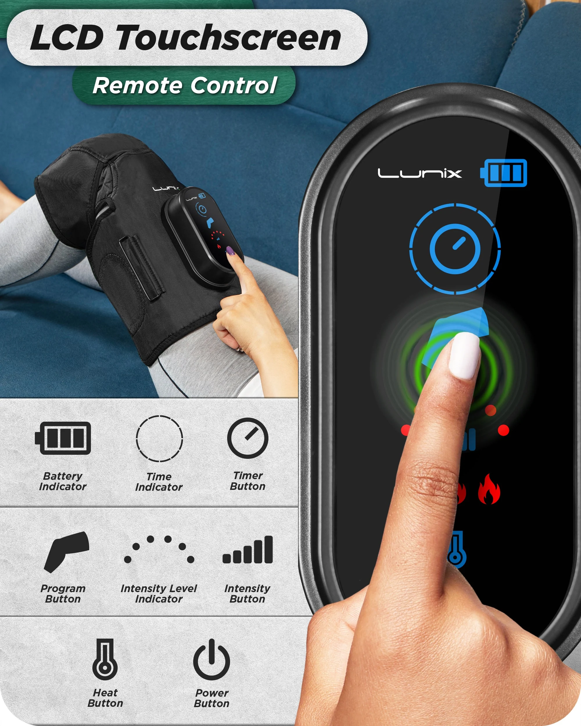 Lunix - LX4 KNEE COMPRESSION MASSAGER BLACK - Image 6