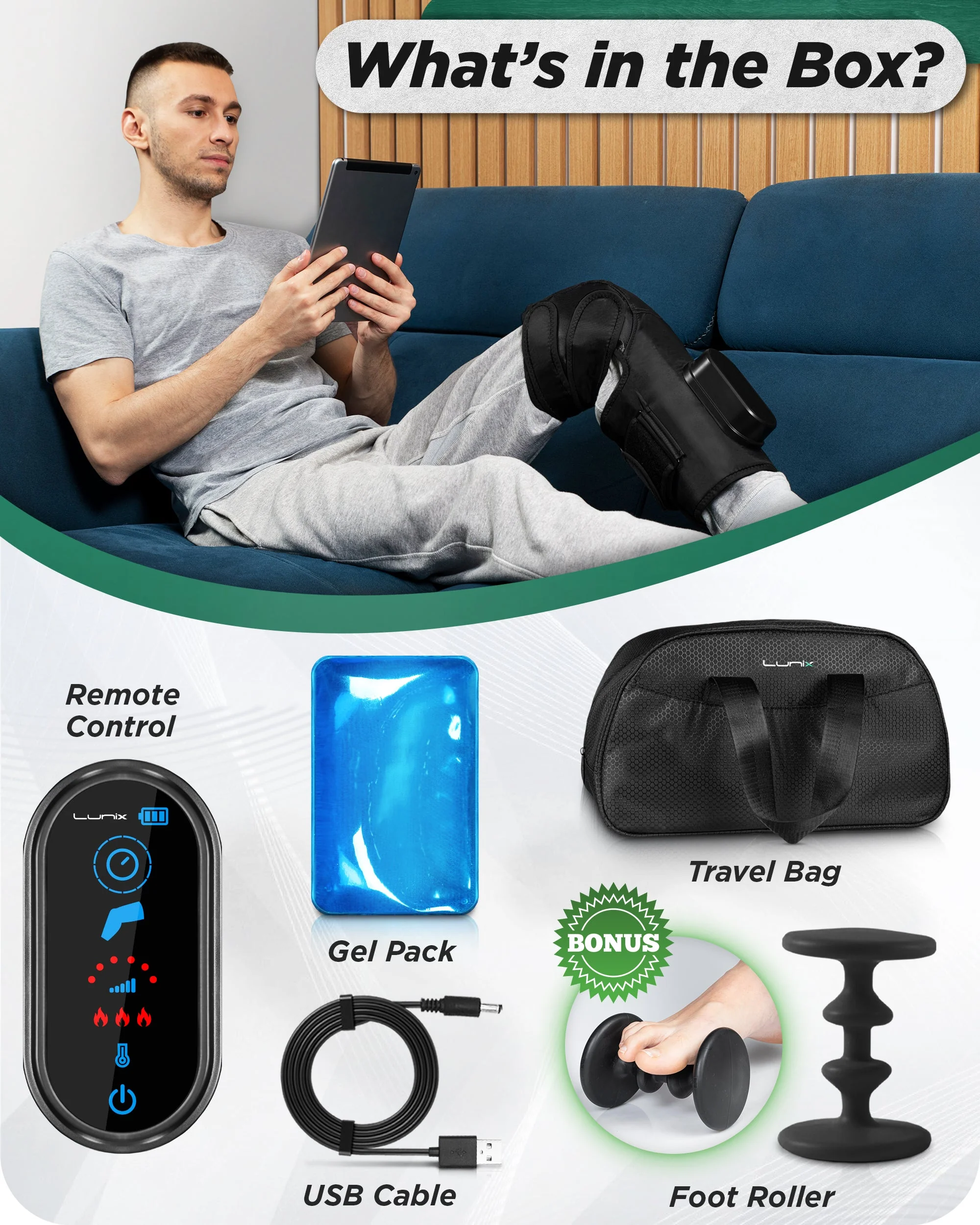 Lunix - LX4 KNEE COMPRESSION MASSAGER BLACK - Image 7