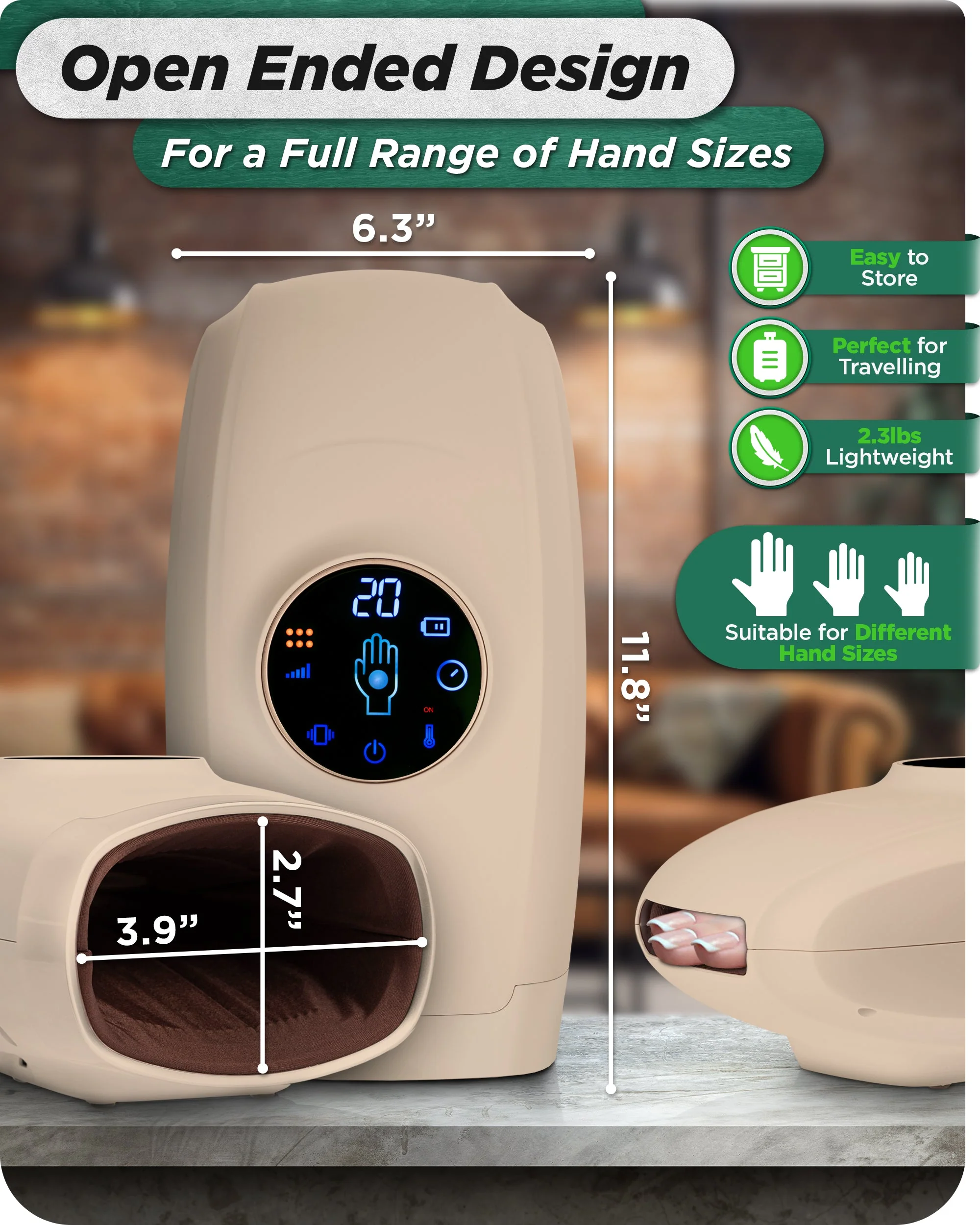 Lunix - LX7 Touchscreen Hand Massager Beige - Image 4