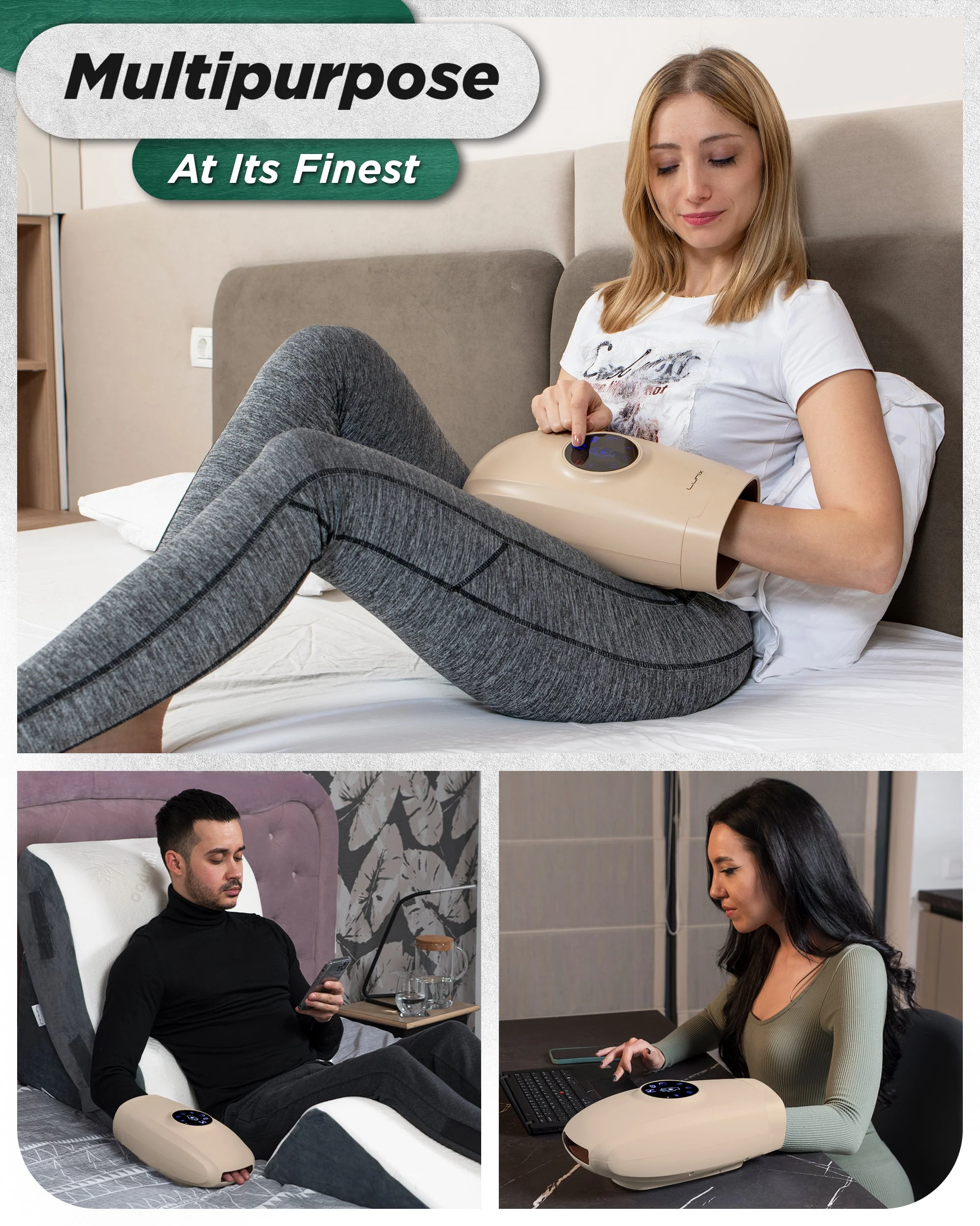 Lunix - LX7 Touchscreen Hand Massager Beige - Image 8