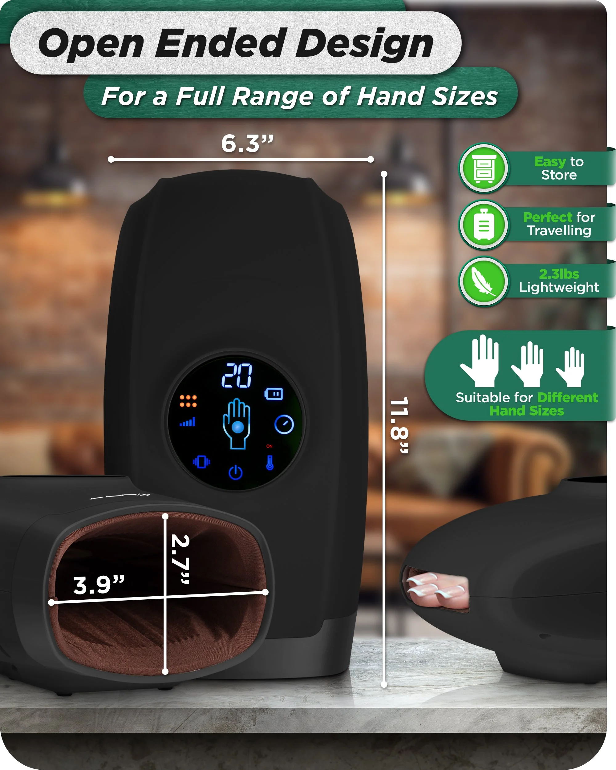 Lunix - LX7 Touchscreen Hand Massager Black - Image 4