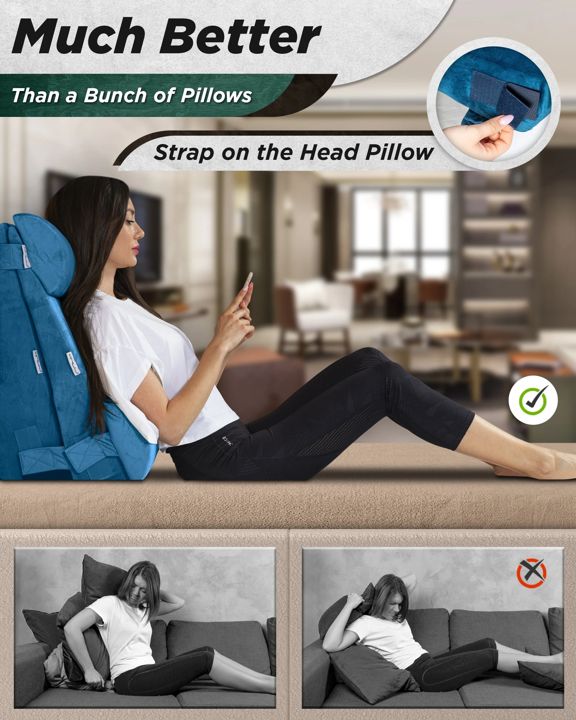 Lunix - LX8 2-LAYER ORTHOPEDIC WEDGE PILLOW SET, WITH HOT COLD PACK BLUE - Image 4