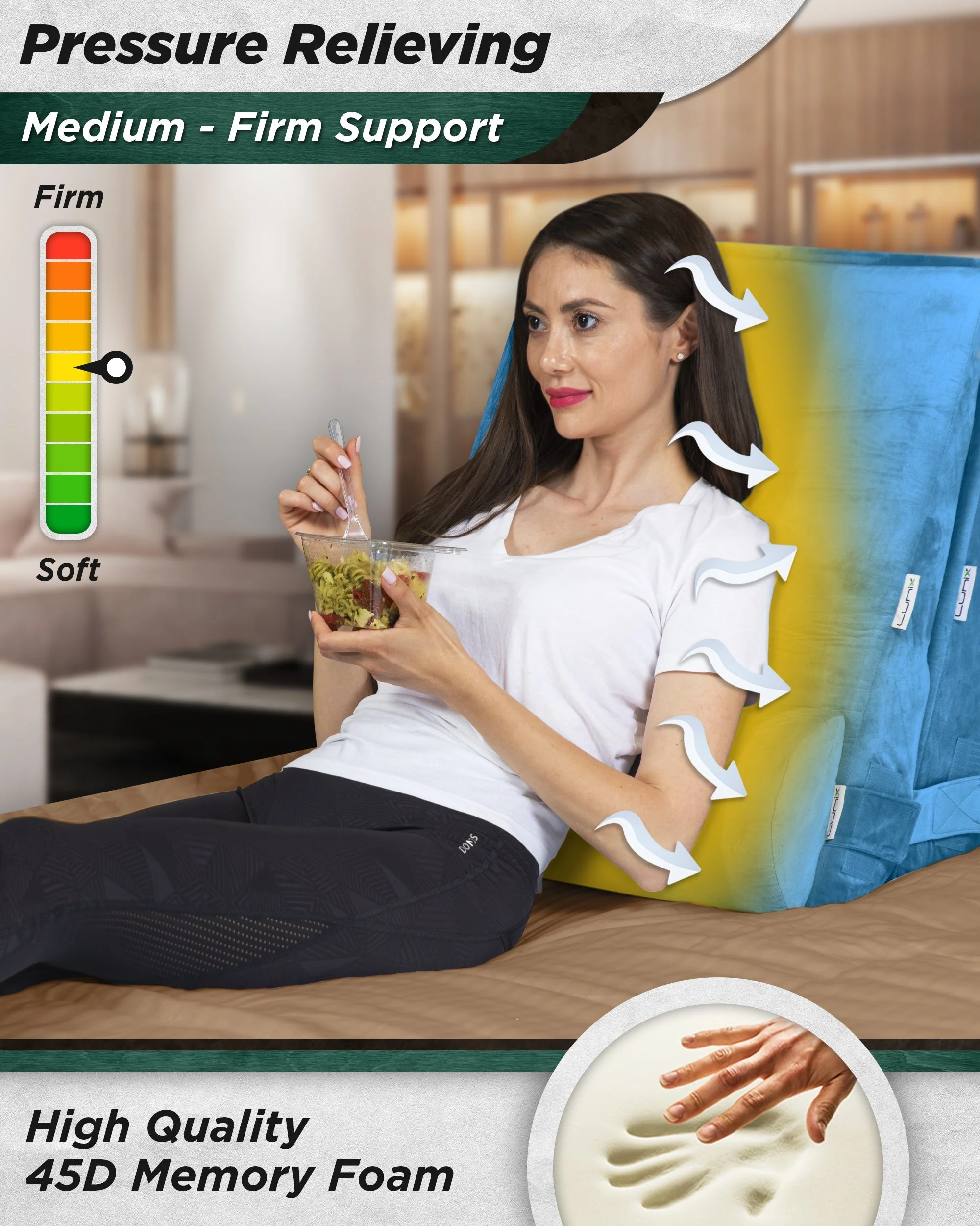 Lunix - LX8 2-LAYER ORTHOPEDIC WEDGE PILLOW SET, WITH HOT COLD PACK BLUE - Image 7
