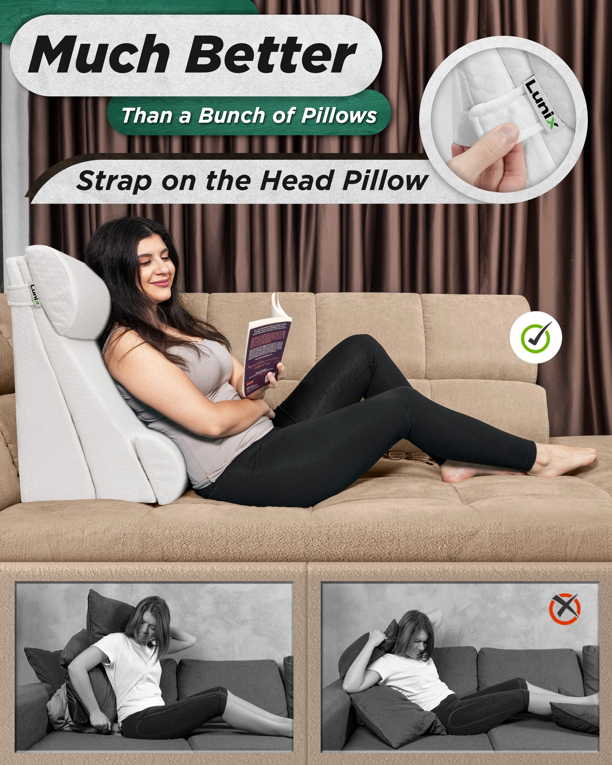Lunix - LX8 2-LAYER ORTHOPEDIC WEDGE PILLOW SET, WITH HOT COLD PACK WHITE - Image 4