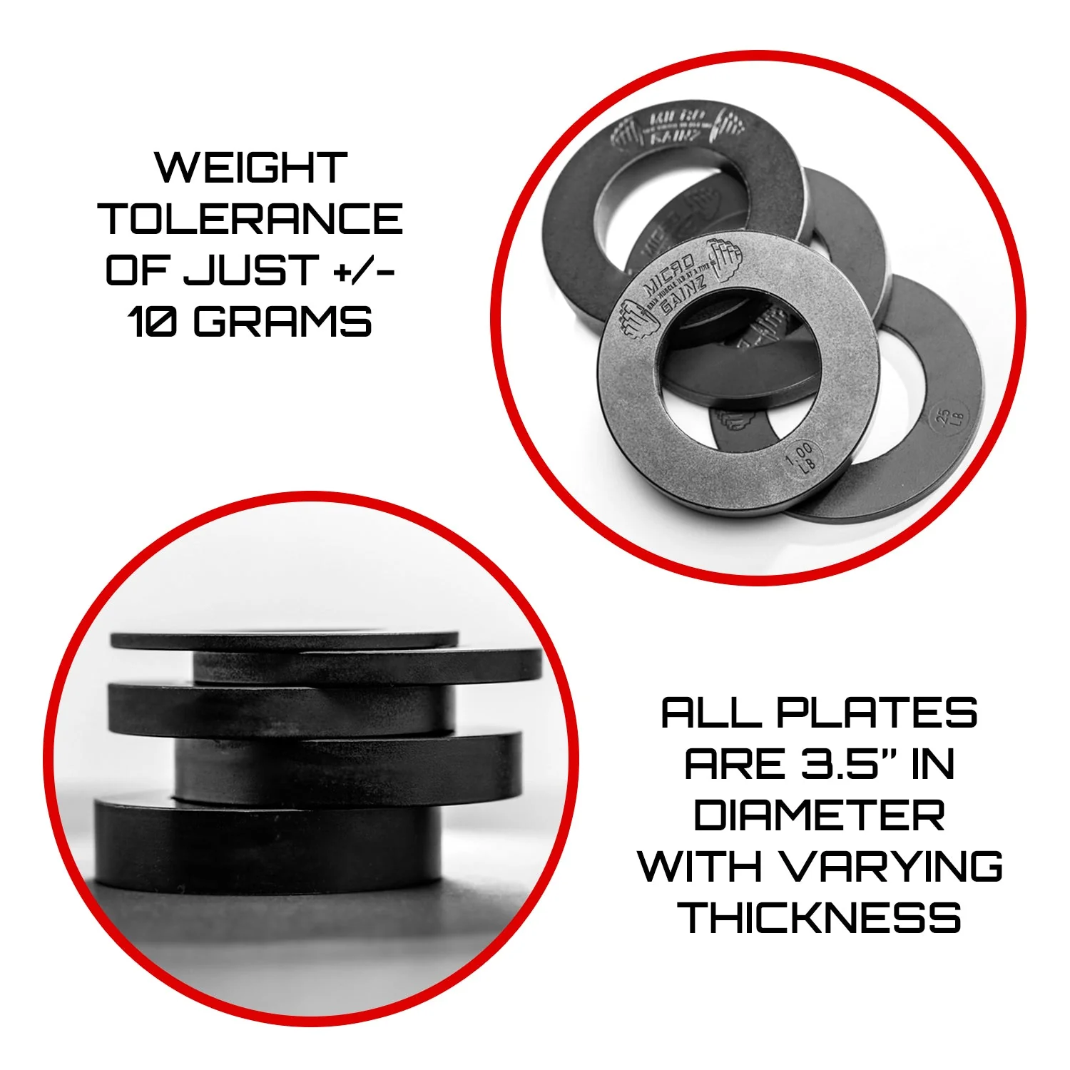 Micro Gainz - Olympic Size Fractional Weight Plates Pair of 1LB Plates - Image 5