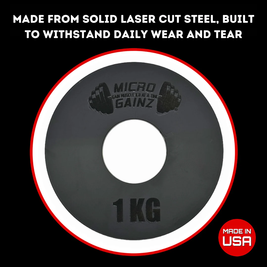 Micro Gainz - Olympic Size Kilogram Fractional Steel Weight Plates 1 Kg Plates: Set of 2 - Image 2