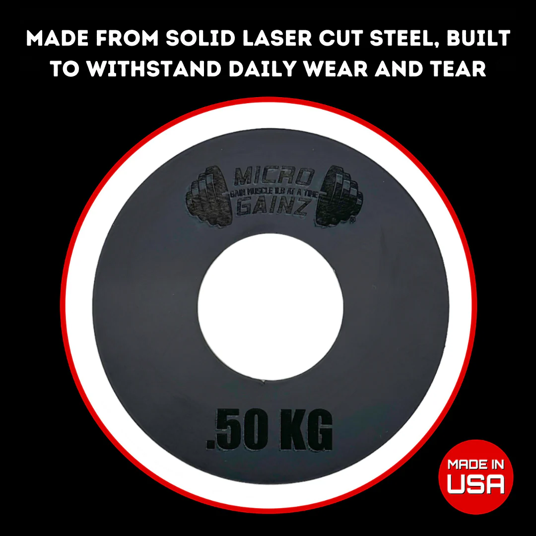 Micro Gainz - Olympic Size Kilogram Fractional Steel Weight Plates .50KG Plates: Set of 2 - Image 3
