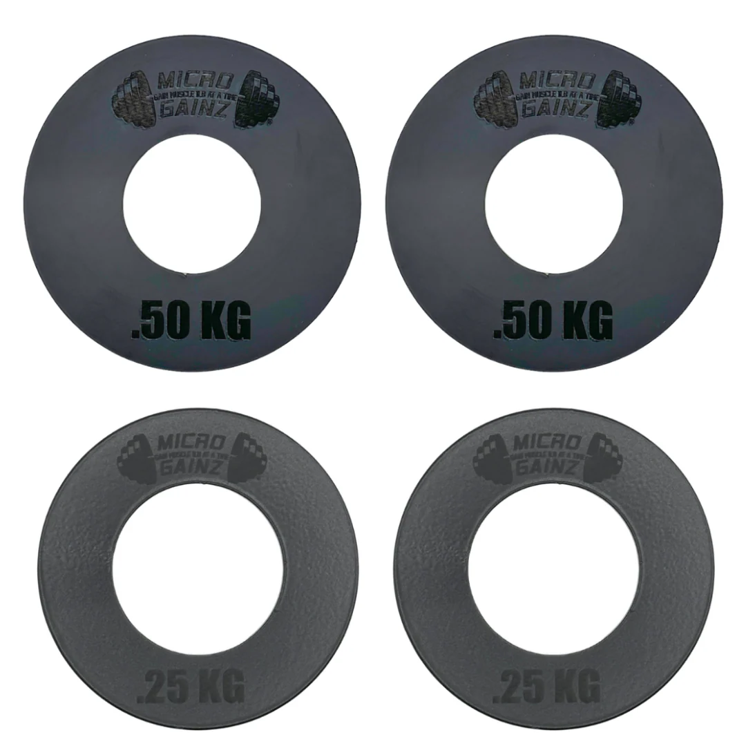 Micro Gainz - Olympic Size Kilogram Fractional Weight Plates Set of 4 Steel Plates (2-.25KG and 2-.50KG)