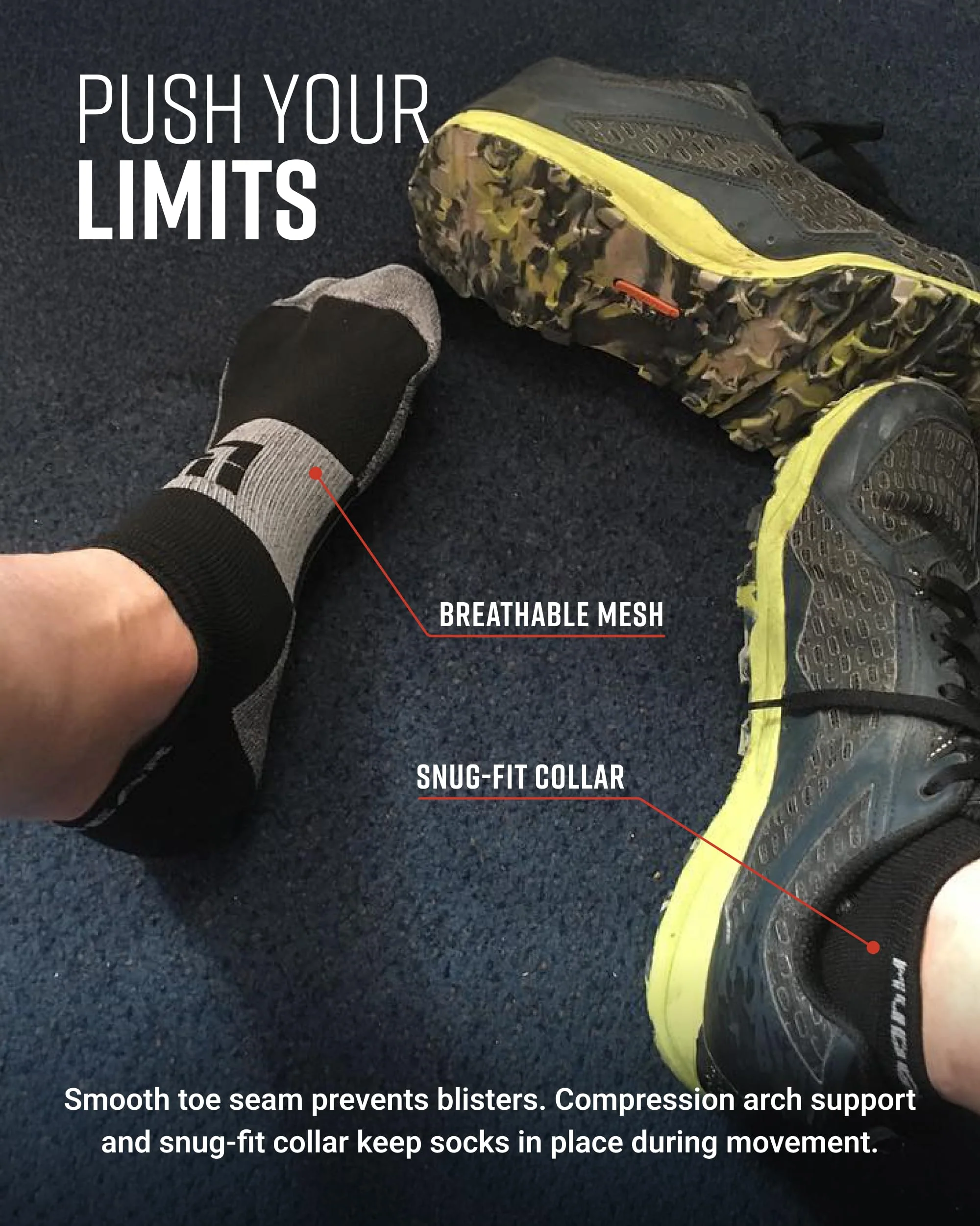 Mudgear - No-Show Running Socks - Black/Gray (2 Pair Pack) - Image 6