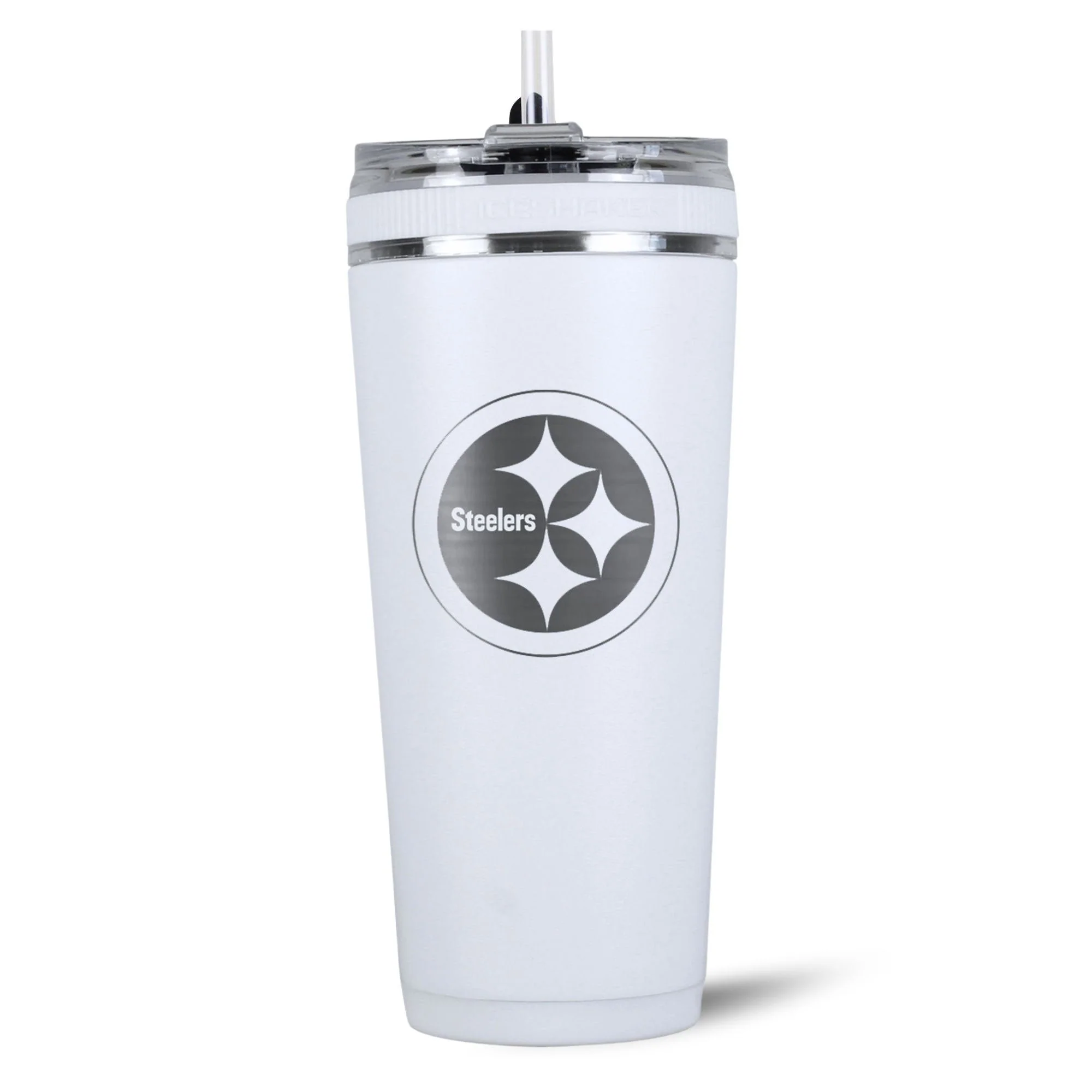 Ice Shaker - Officially Licensed Pittsburgh Steelers 26oz Flex Bottle - White