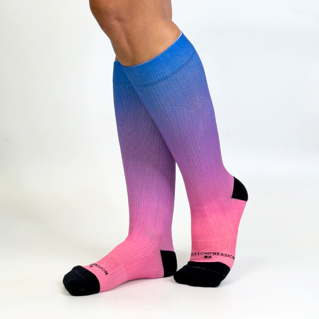 Crazy Compression - Ombré Blue Pink - (Standard & Extra Wide)