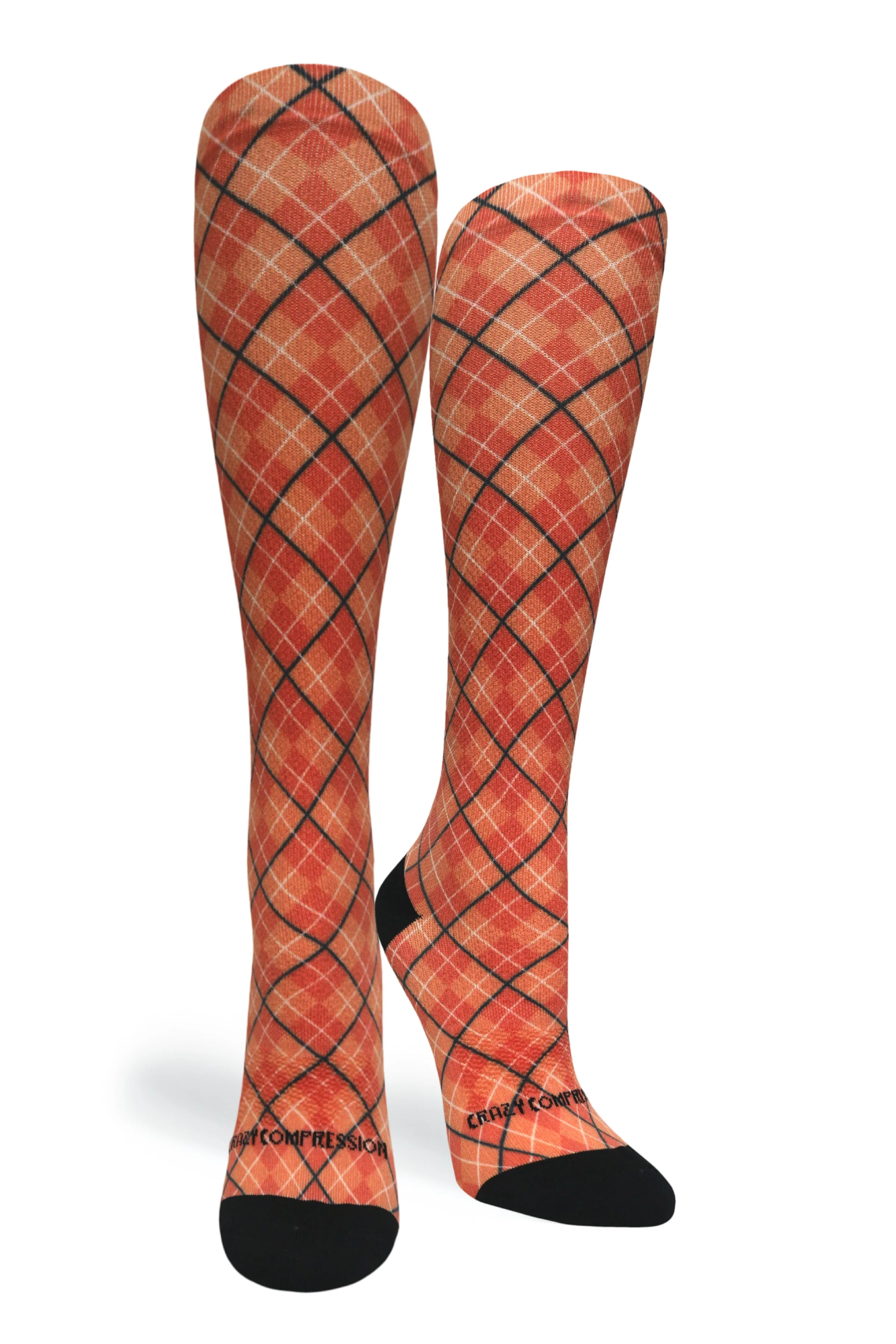 Crazy Compression - Orange Plaid - (Standard & Extra Wide)