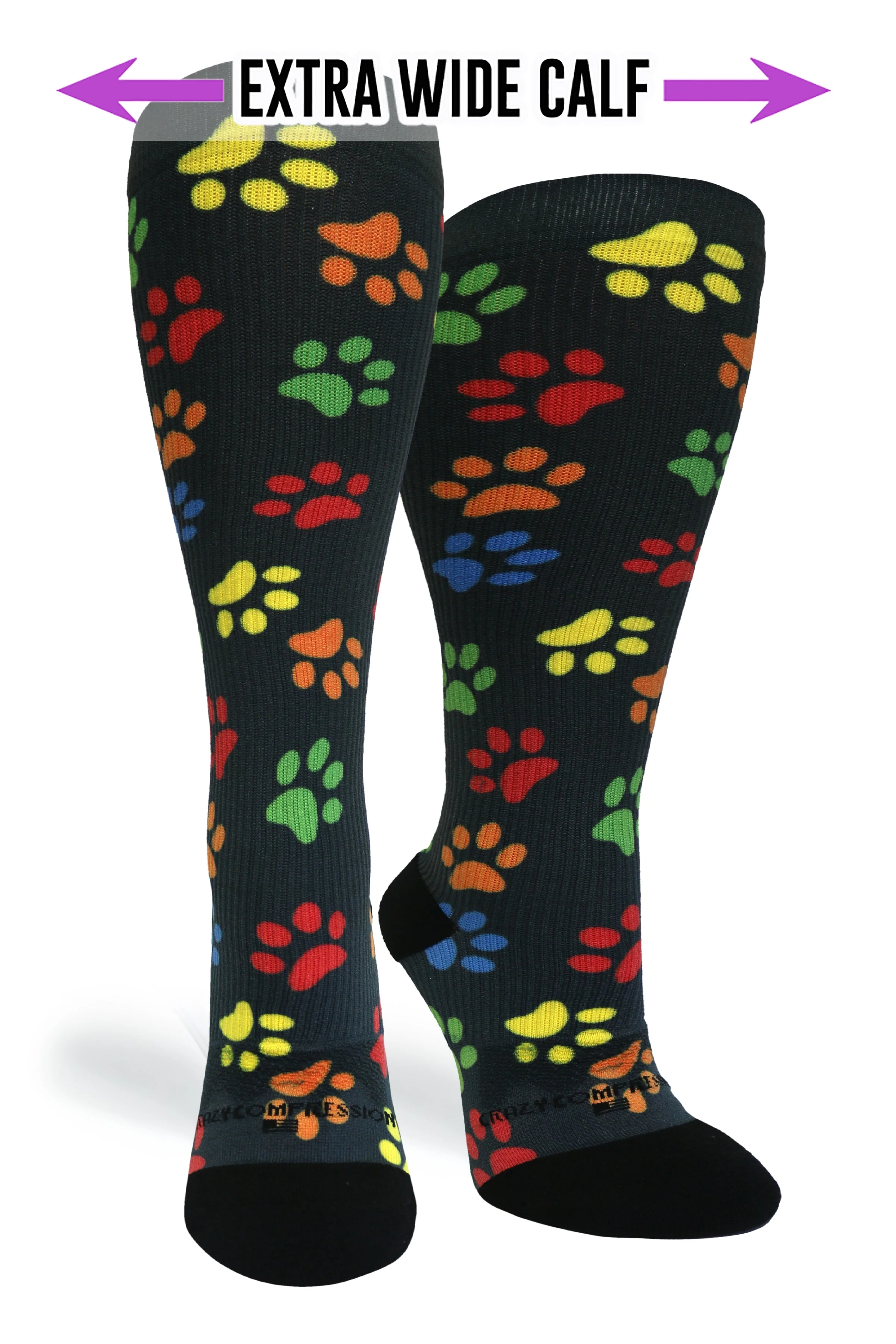 Crazy Compression - Paw Prints Black - (Standard & Extra Wide) - Image 2