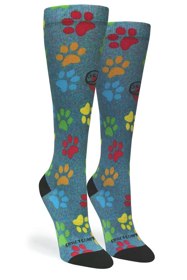 Crazy Compression - Paw Prints Station Blue - (Standard & Extra Wide) - Image 3