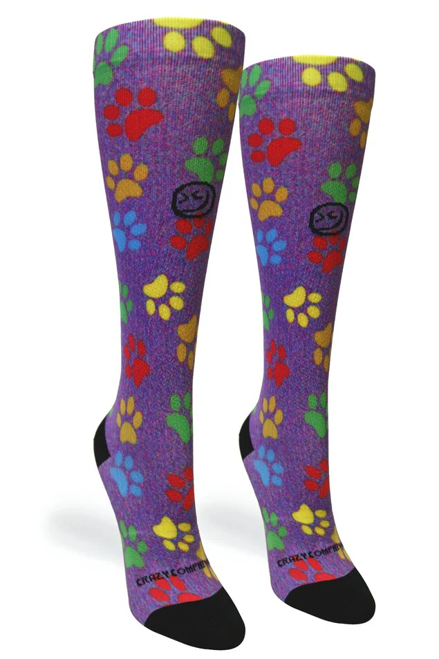 Crazy Compression - Paw Prints Station Purple - (Standard & Extra Wide) - Image 3
