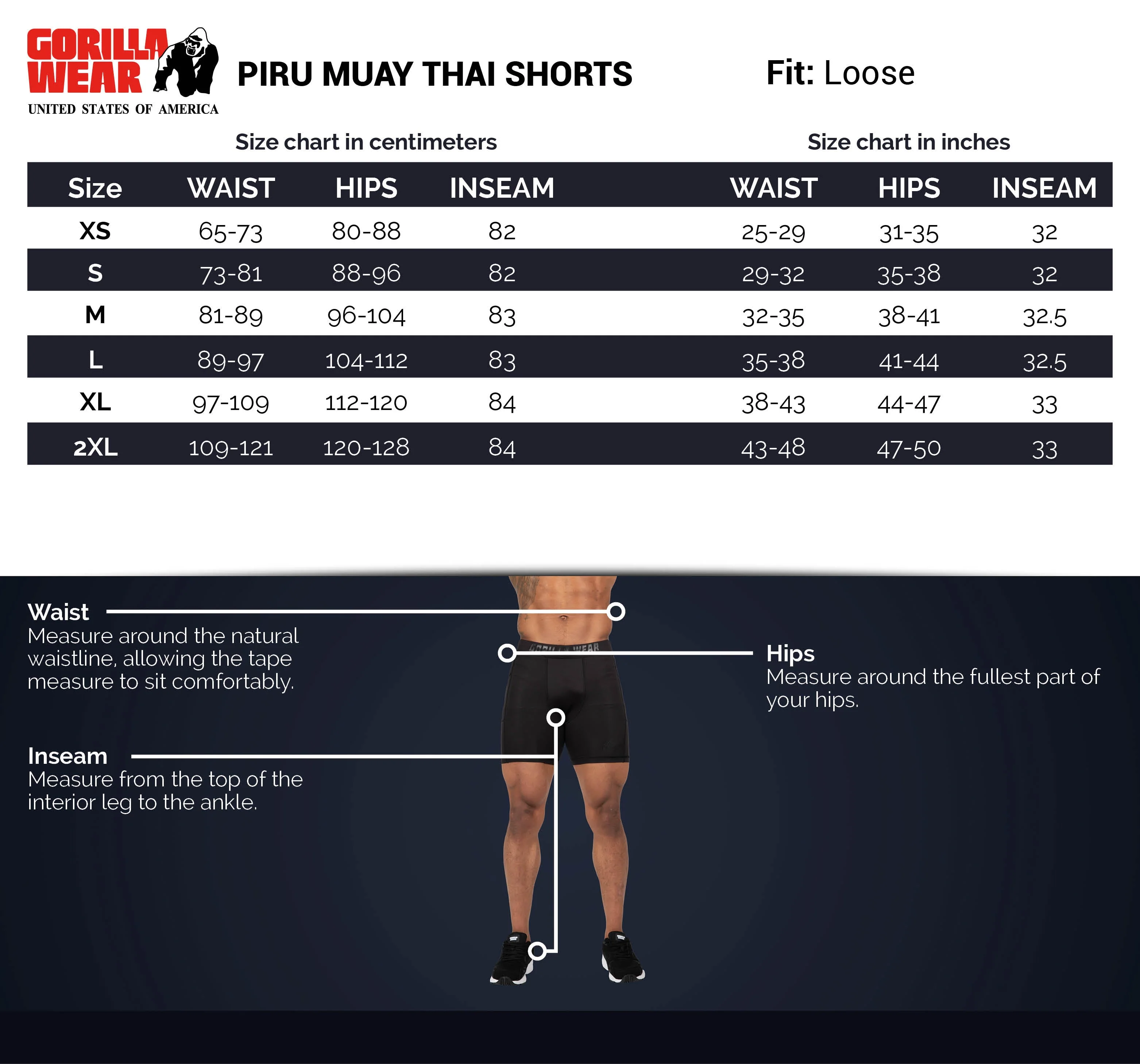 Gorilla Wear - Piru Muay Thai Shorts - Black - Image 8