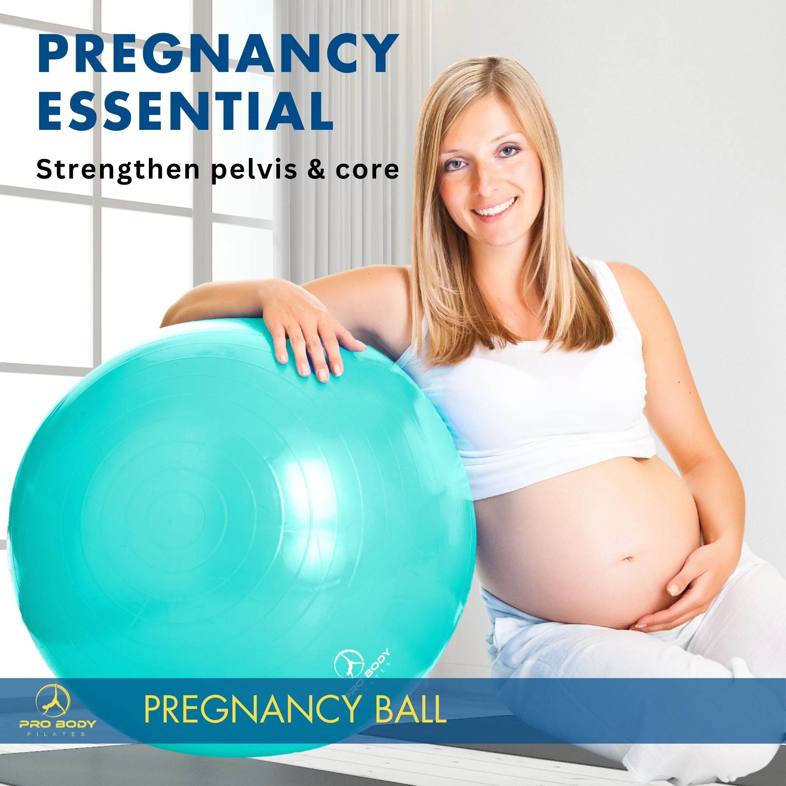 ProBody Pilates - Pregnancy Ball for Maternity, Labor and Birth. Includes Pregnancy Guide. (Aqua) - Image 2