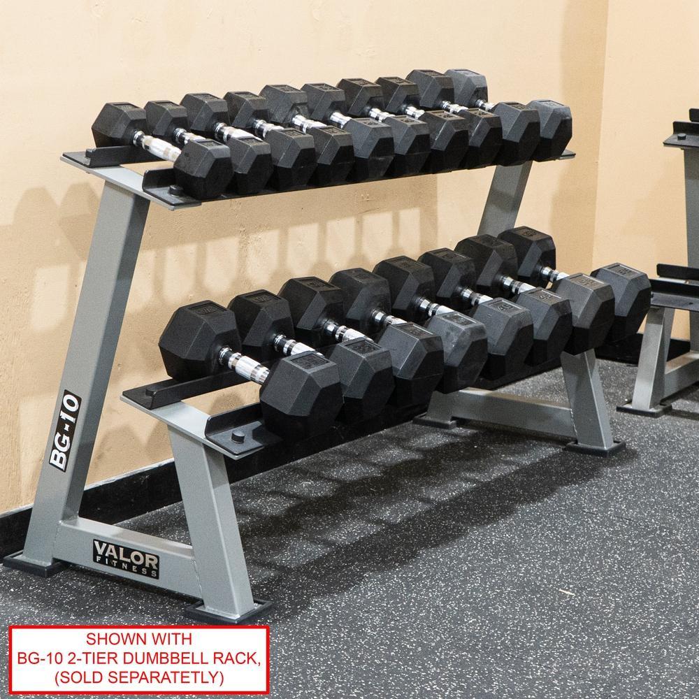 Valor Fitness - Rubber Coated Hex Dumbbells (3-70lbs) - Image 5