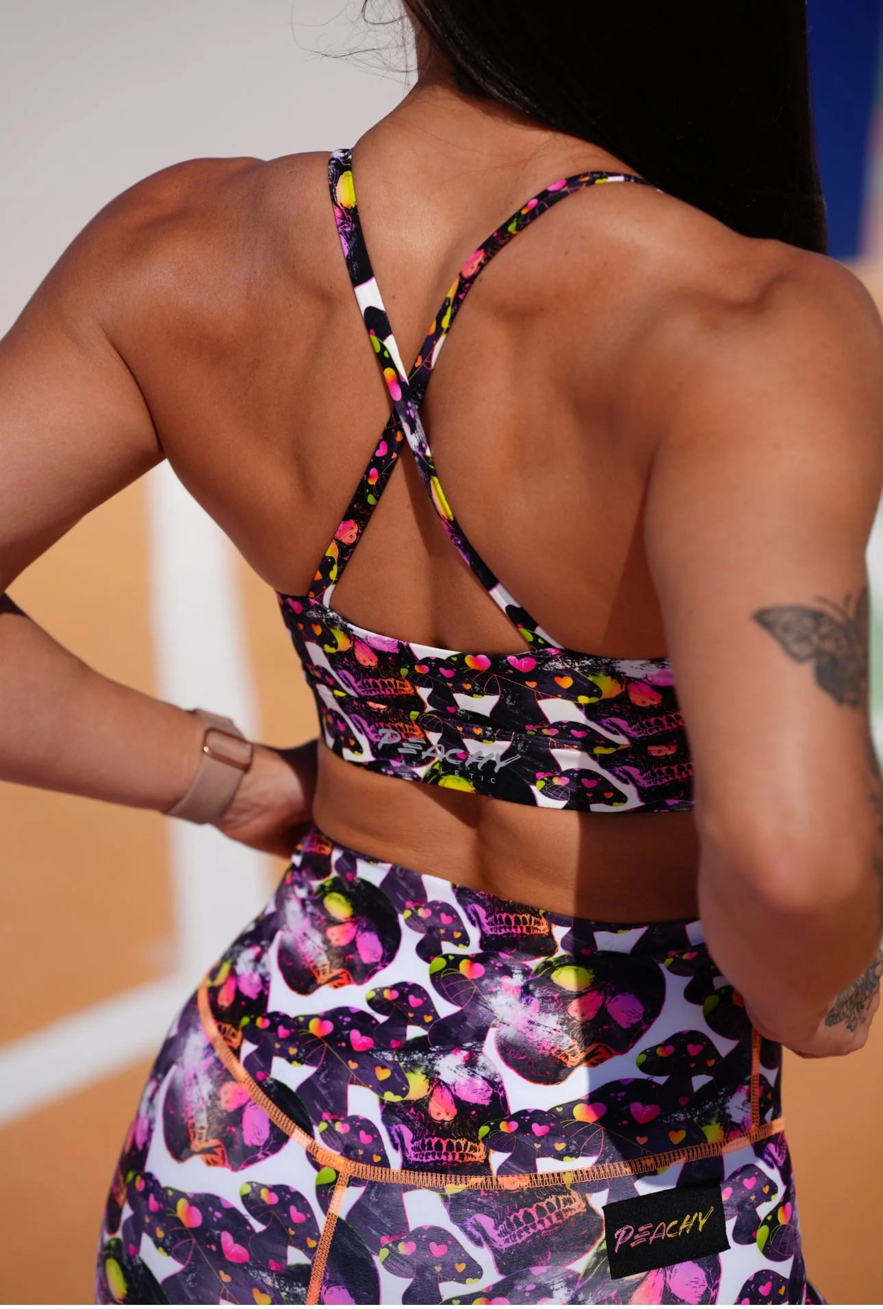Peachy Athletic - Seventh Heaven Sports Bra - Skulls & Shrooms - Image 2
