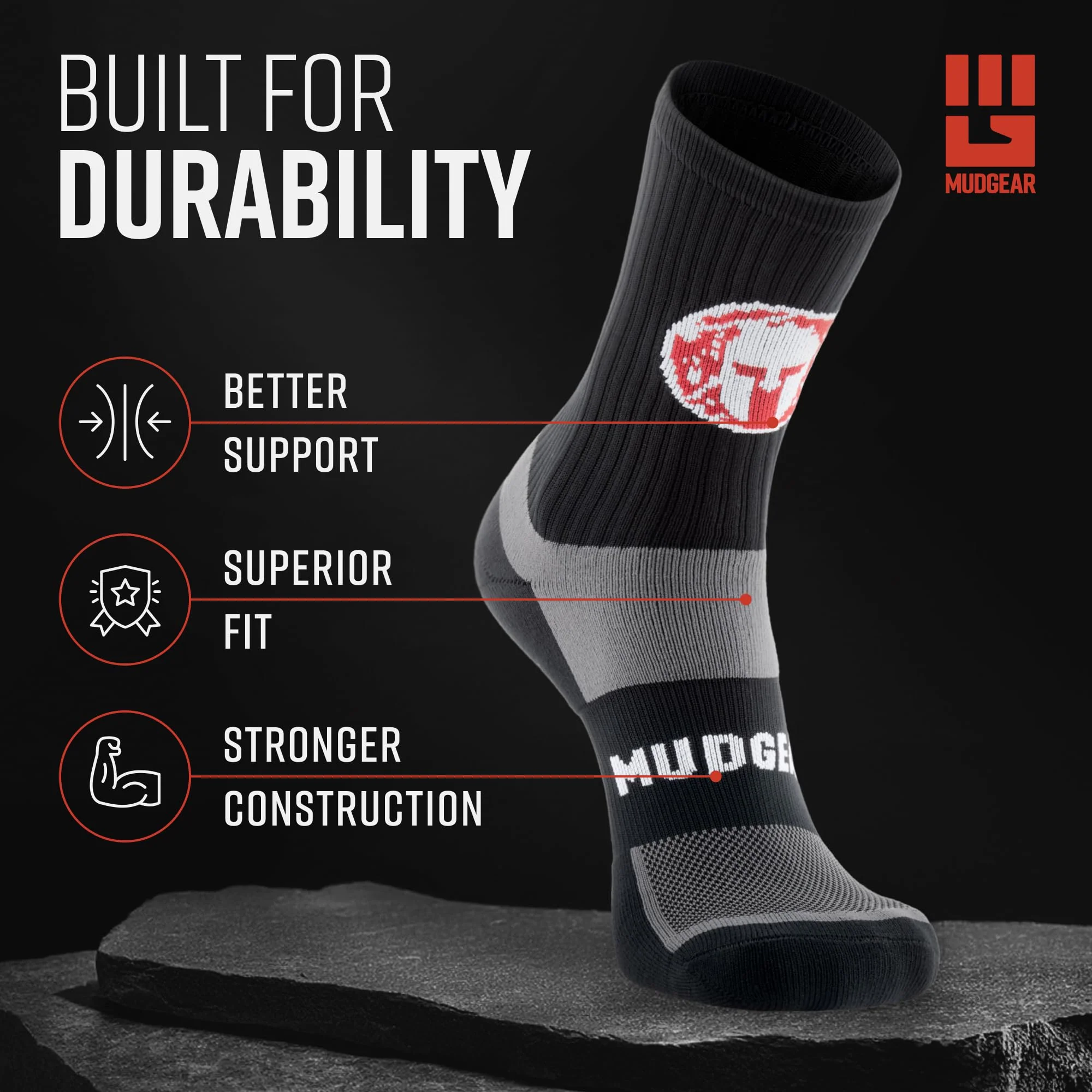 Mudgear - Spartan by MudGear Crew Height Sock - Image 2