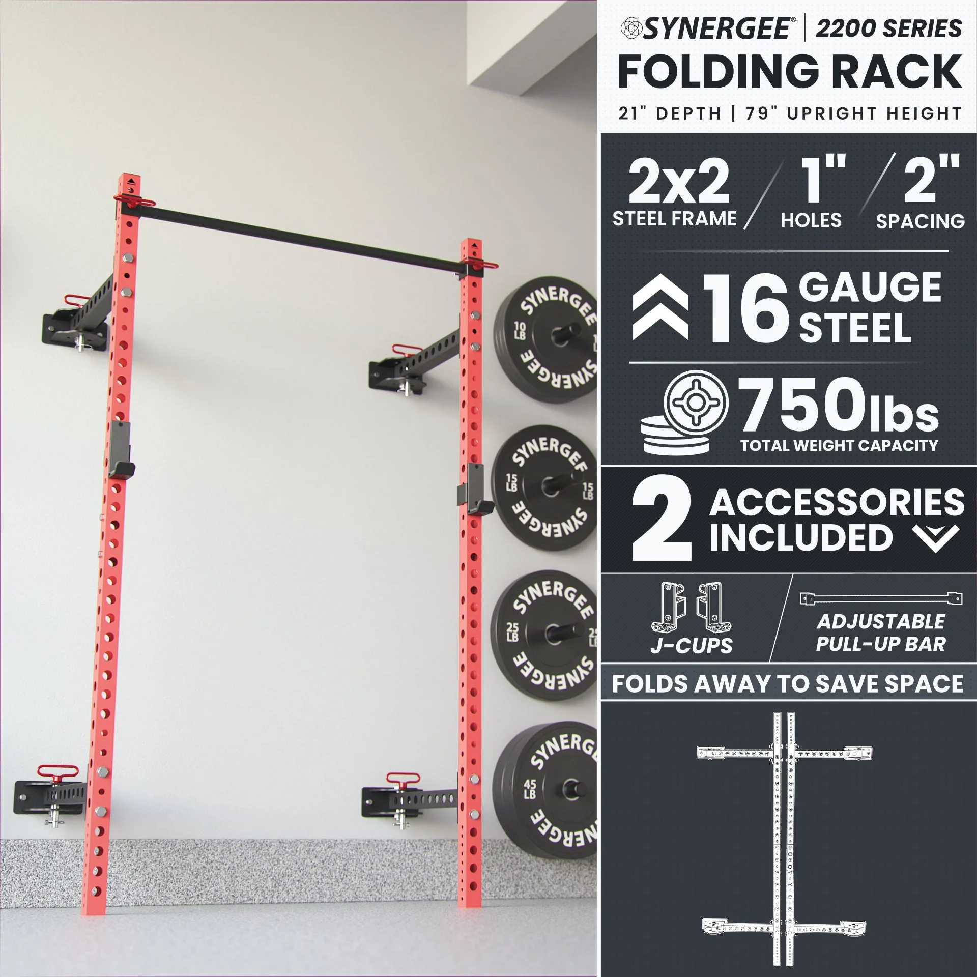 Synergee - 2200 Series Folding Squat Rack - Image 21