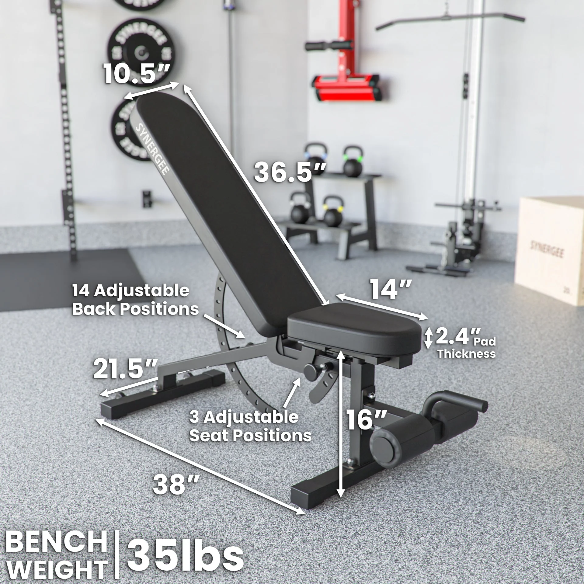 Synergee - Adjustable Incline Decline Bench - Image 3