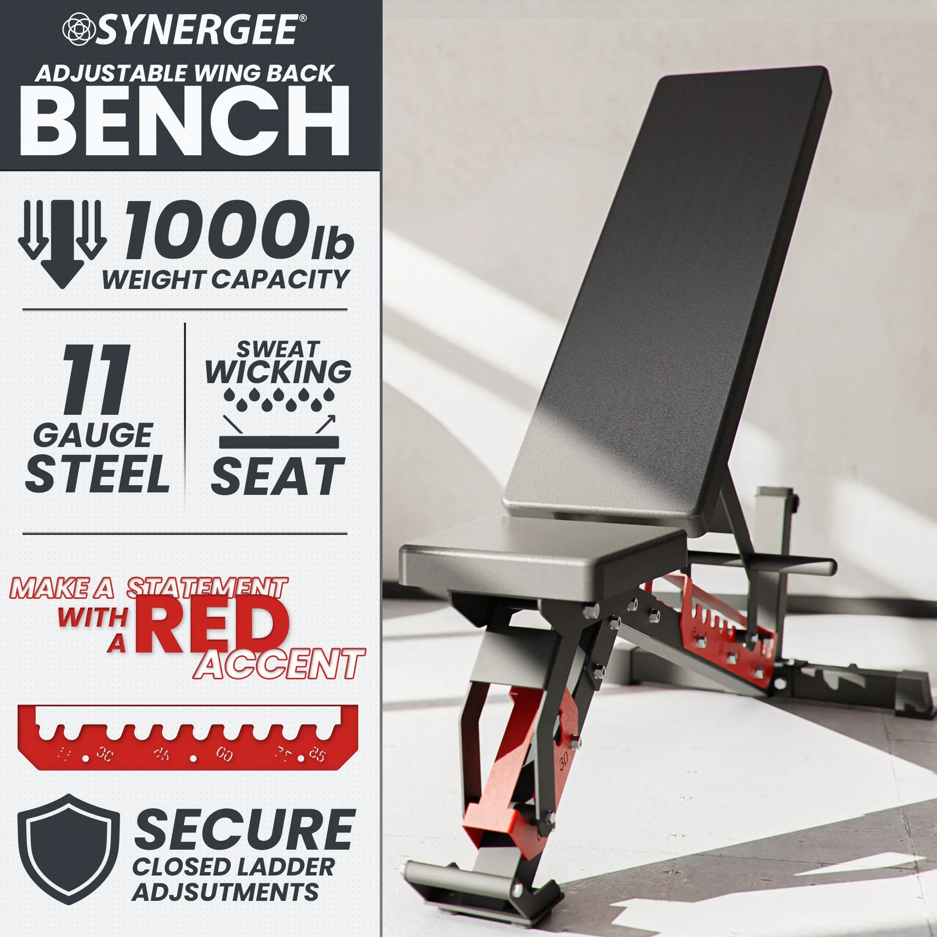 Synergee - Adjustable Wing Back Bench - Image 2