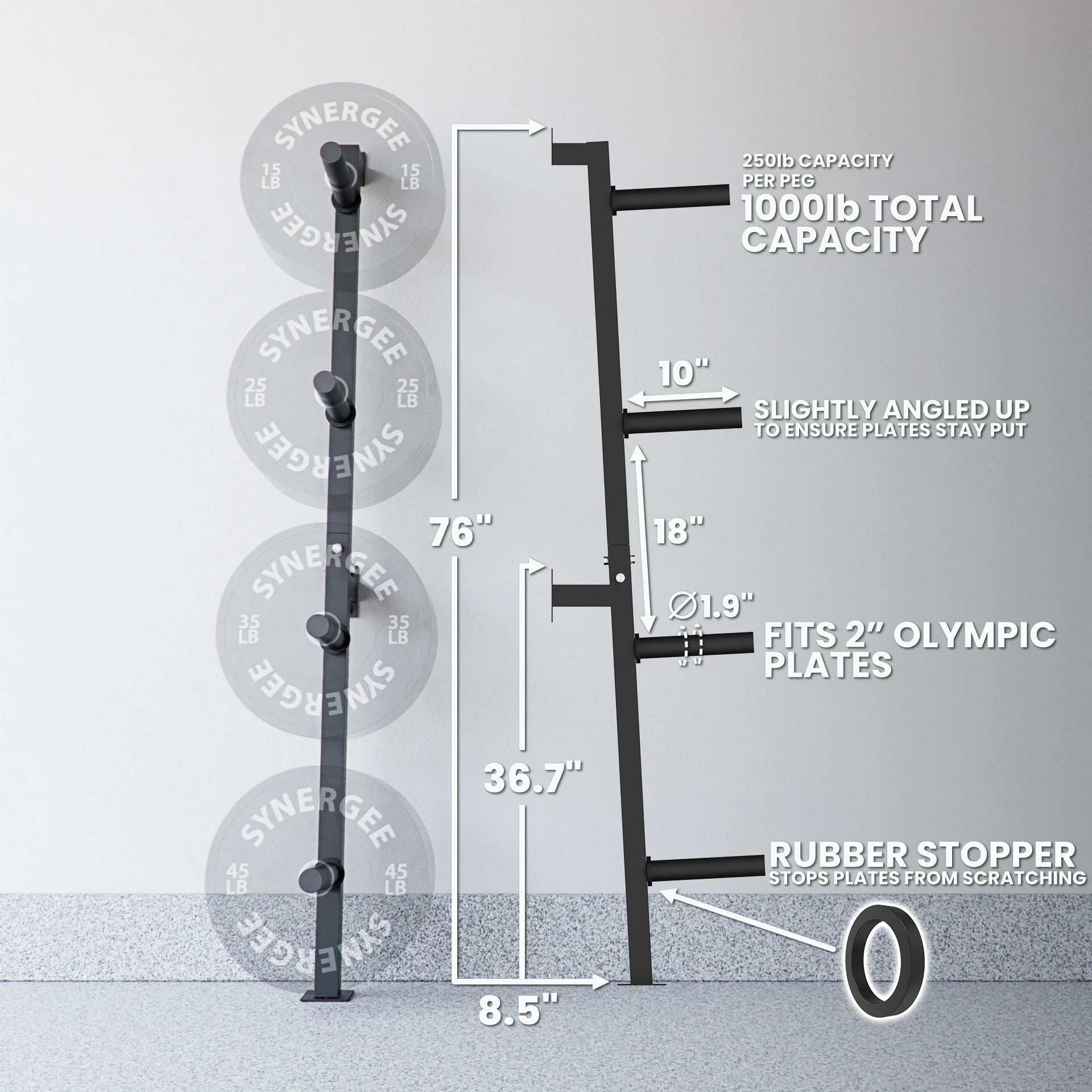 Synergee - Weight Plate Wall Storage Rack - Image 3