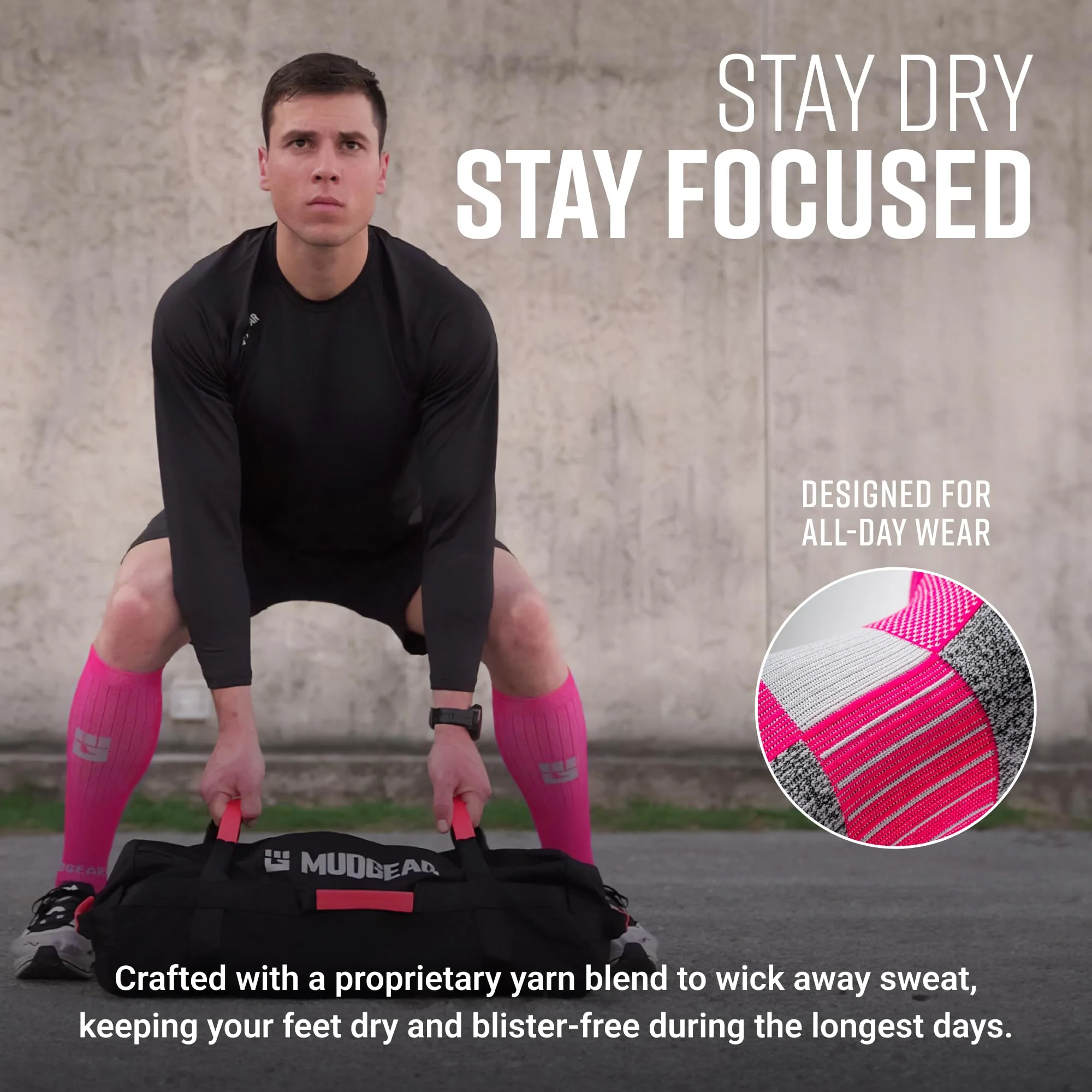 Mudgear - Tall Compression Socks (Pink/Gray) - Image 5