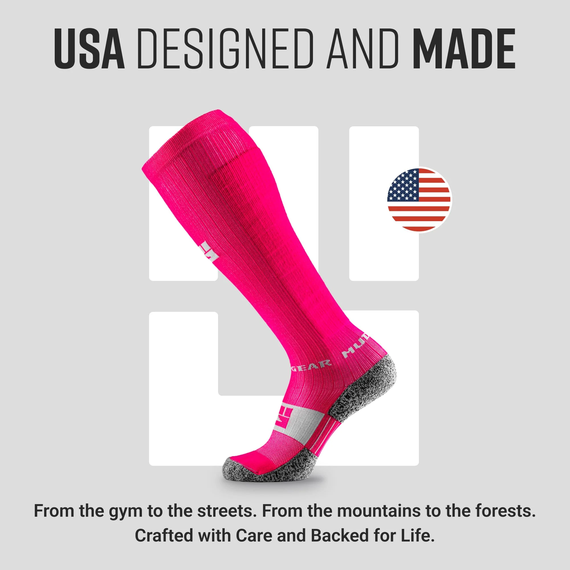 Mudgear - Tall Compression Socks (Pink/Gray) - Image 7