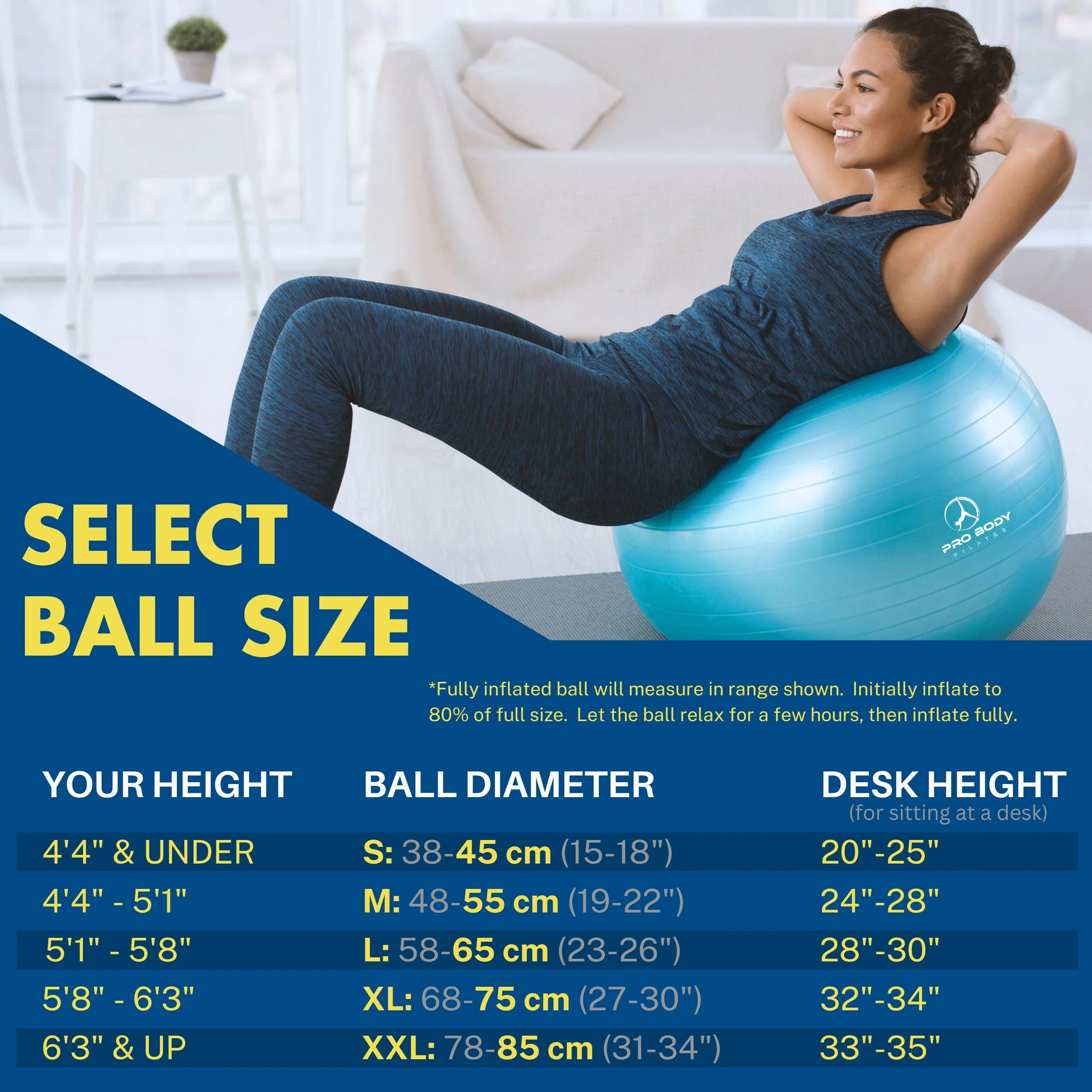 ProBody Pilates - Yoga Ball for Pregnancy, Fitness, Balance, Workout at Home, Office and Physical Therapy (Lime) - Image 5